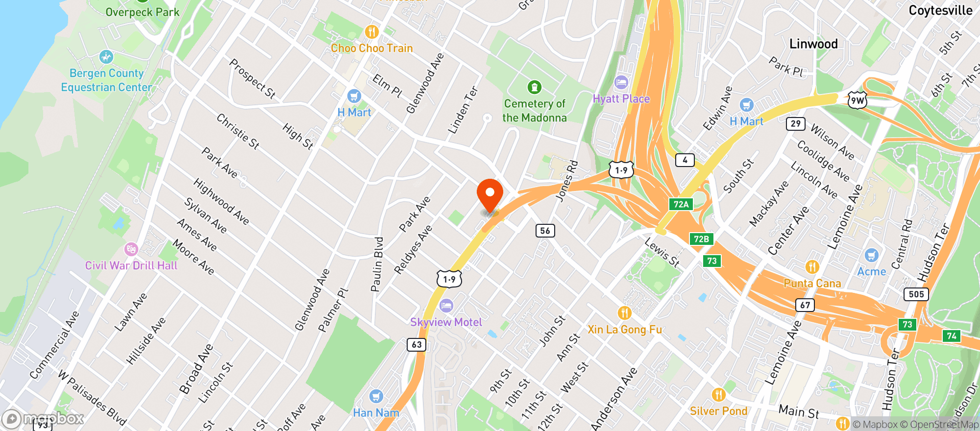 Map showing BP GAS STATION - FORT LEE