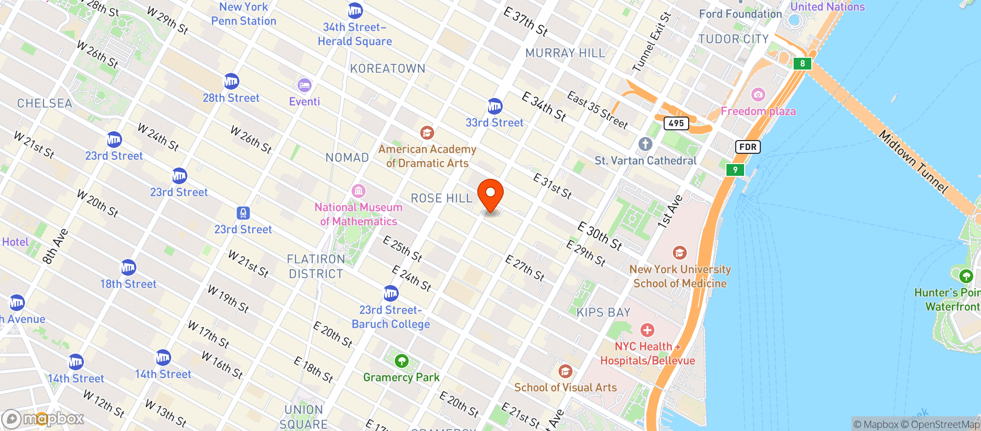 Map showing Kalustyan's