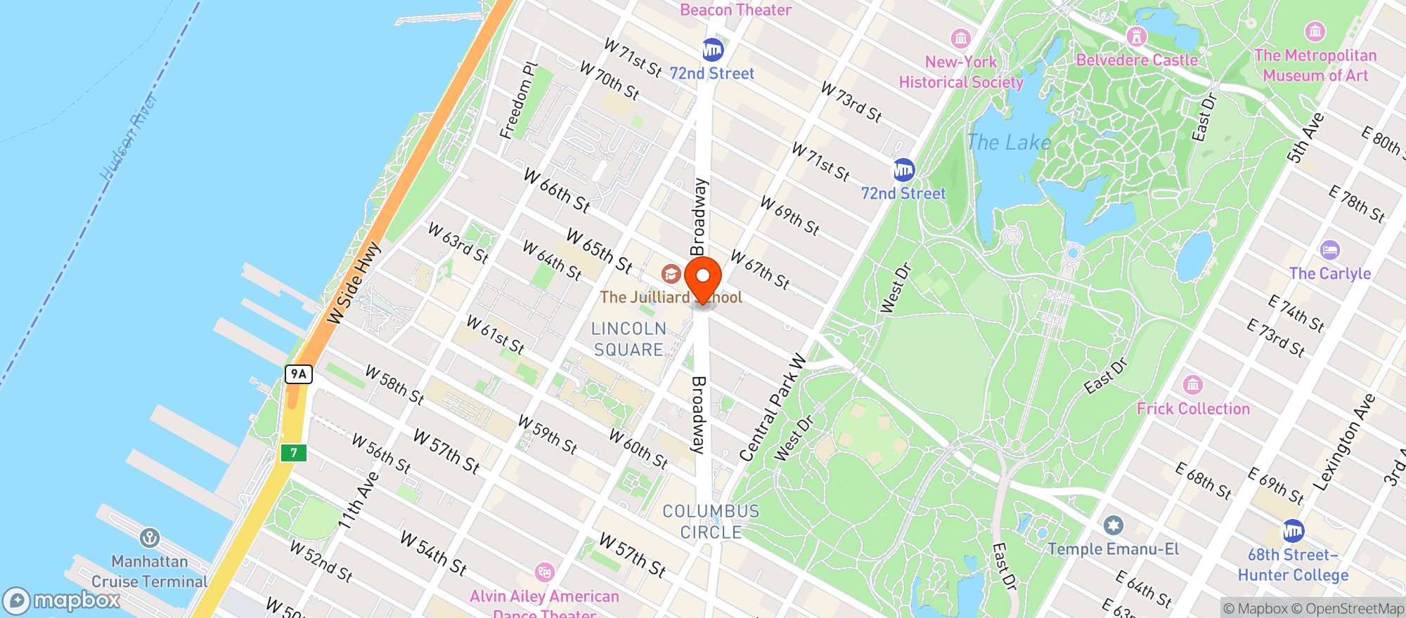 Map showing Avery Fisher Hall