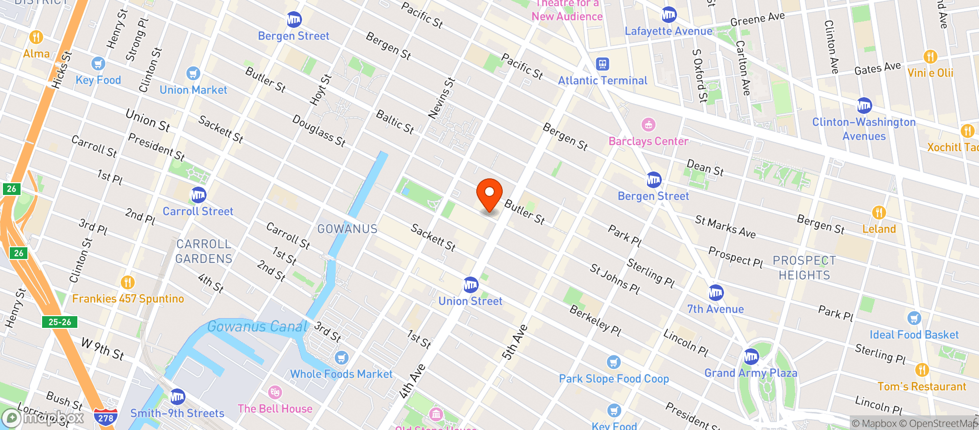 Map showing Threes Brewing Gowanus