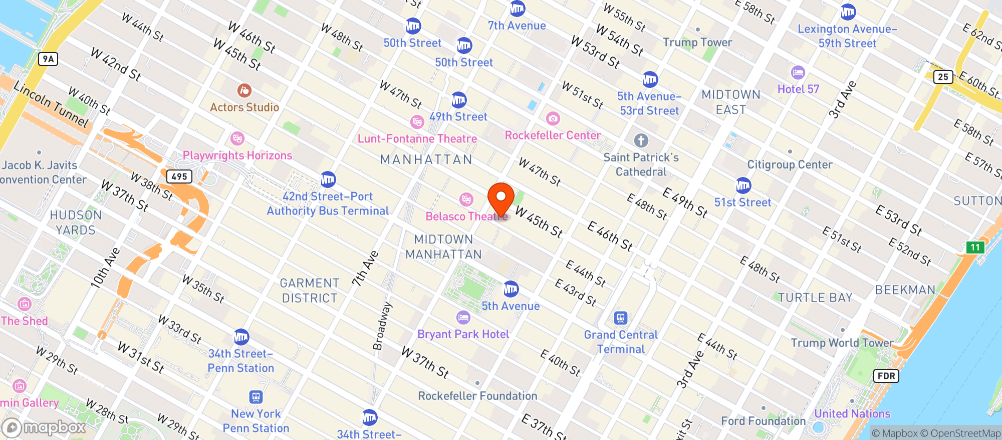 Map showing The Algonquin Hotel, Autograph Collection