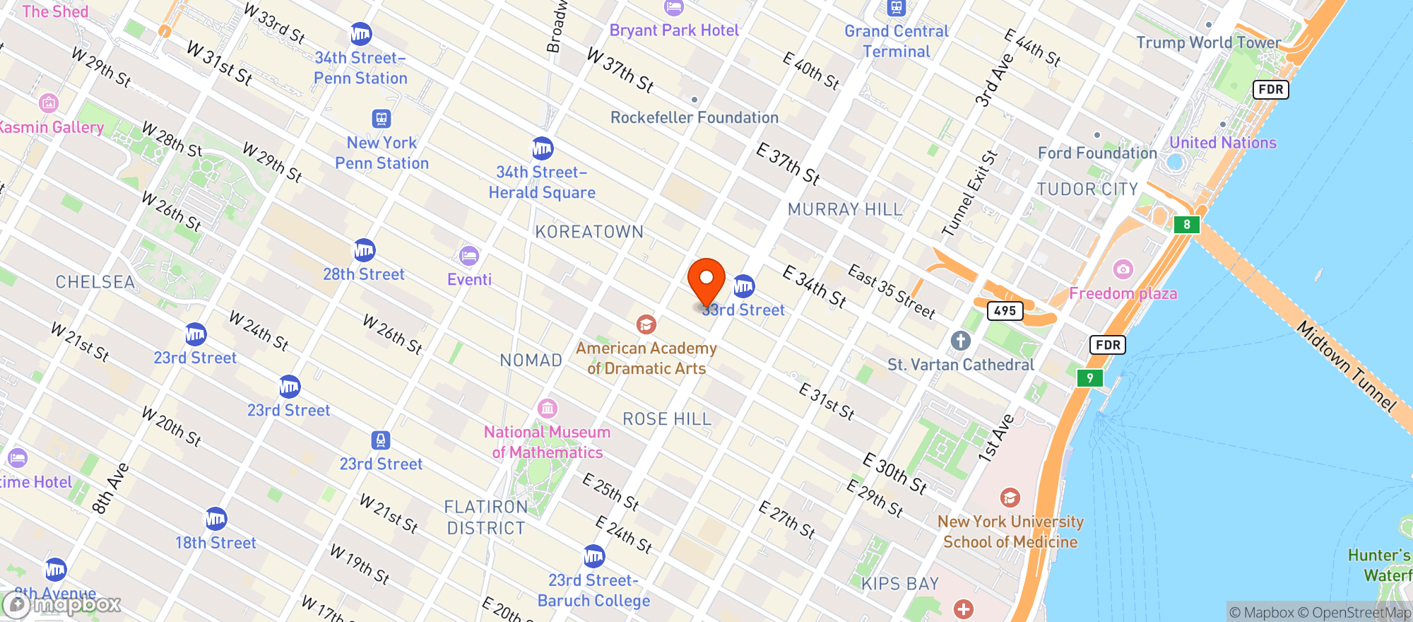 Map showing Cutting Room