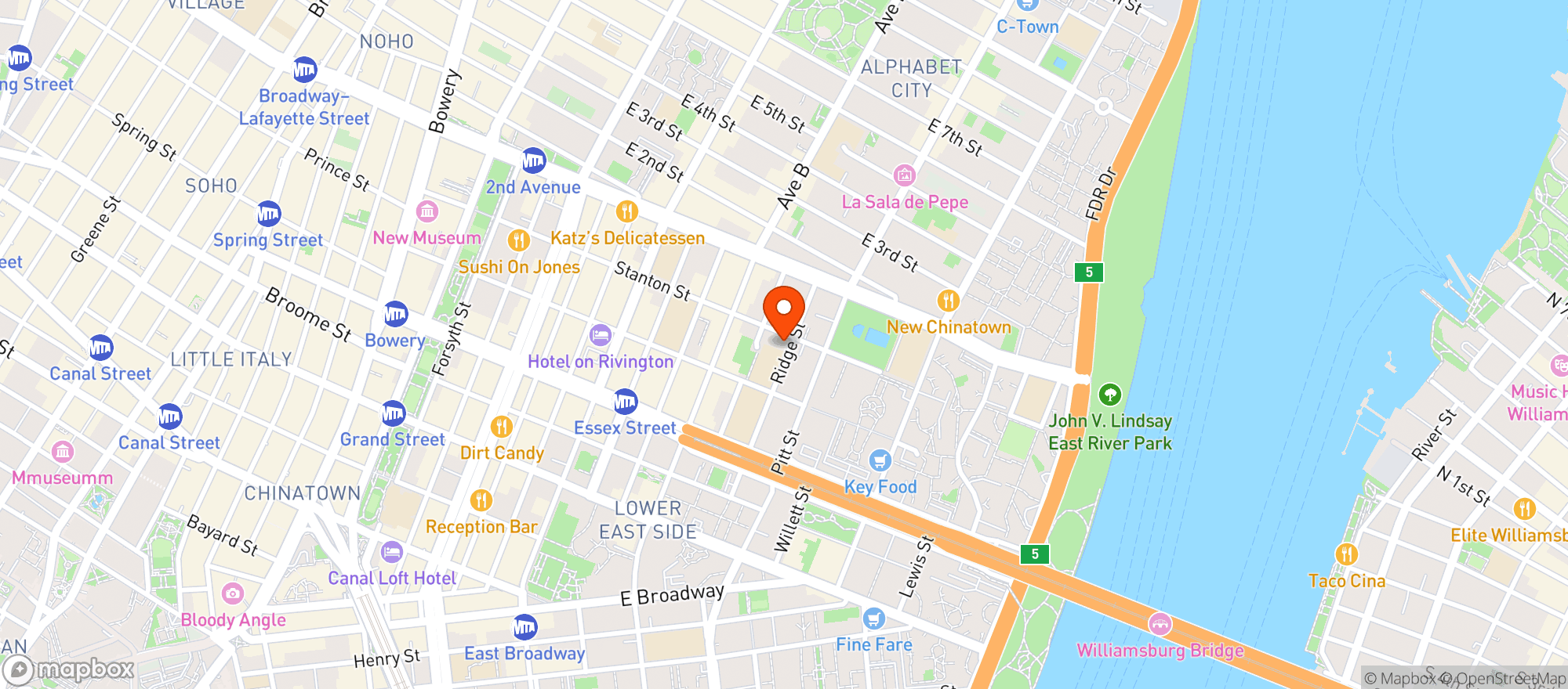Map showing Ridge Mini Market & Deli