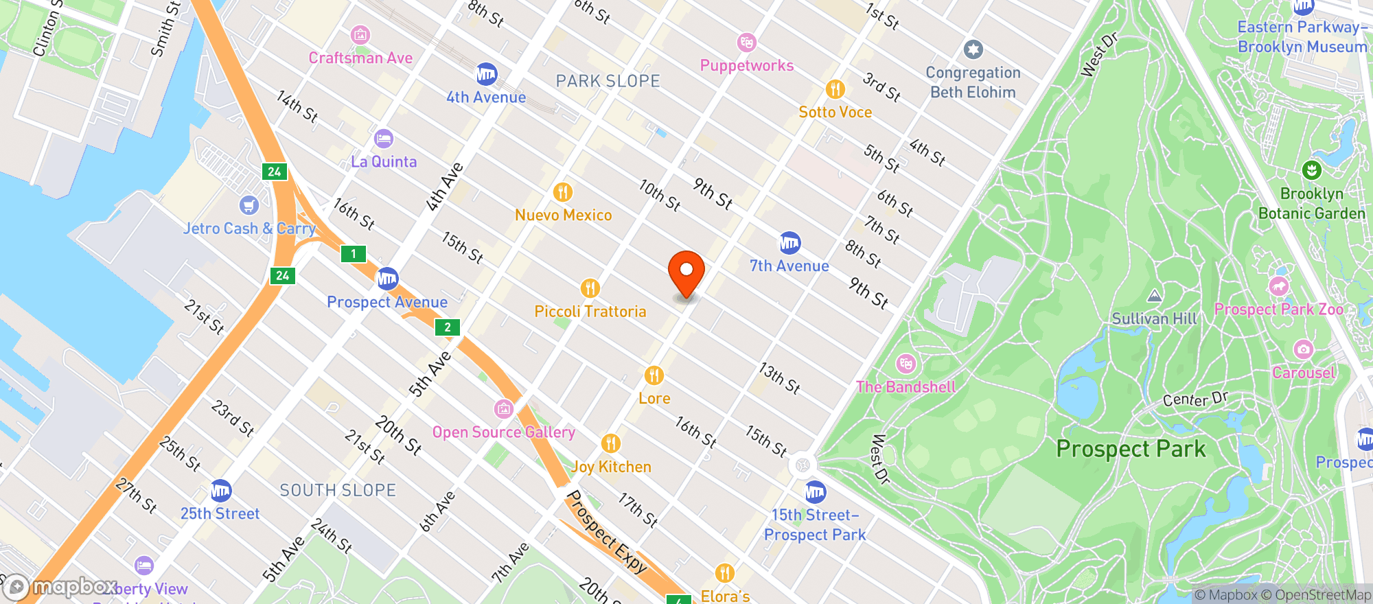 Map showing Cheese Plate Park Slope