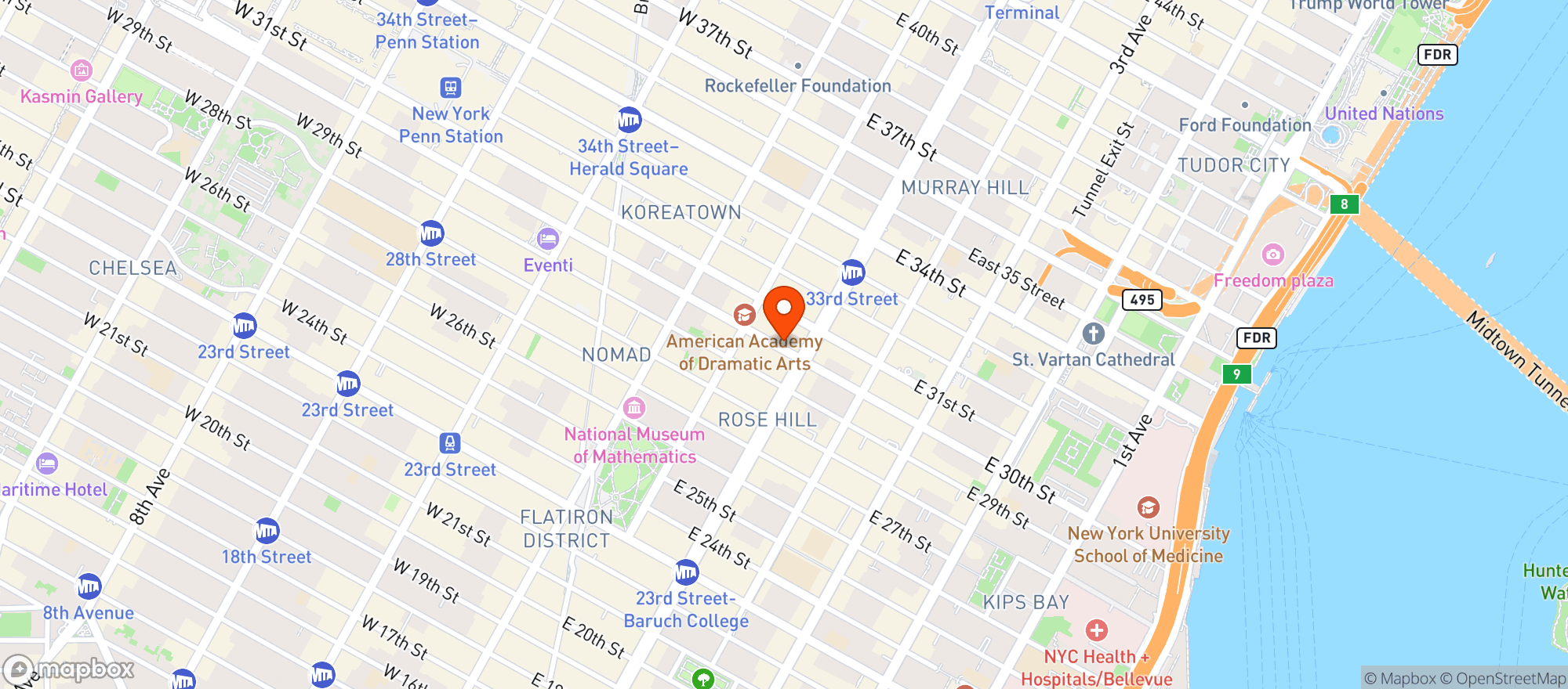 Map showing Mason Jar NYC