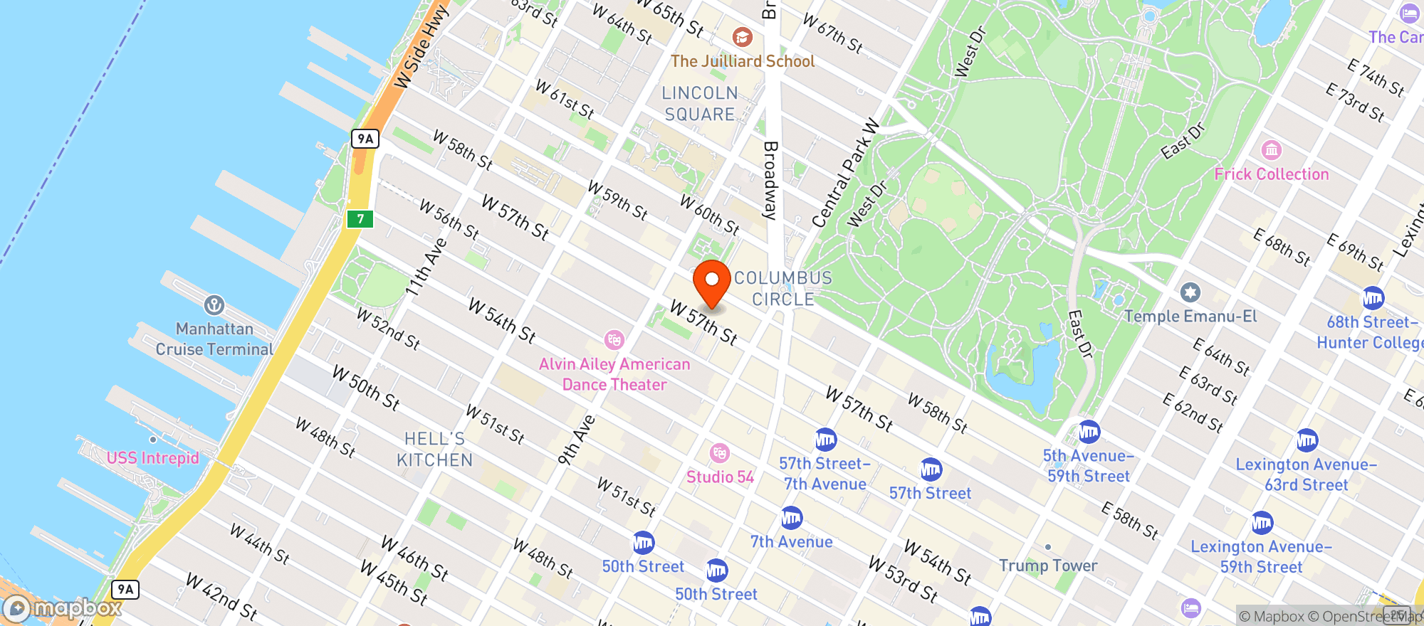 Map showing Central Park Tavern