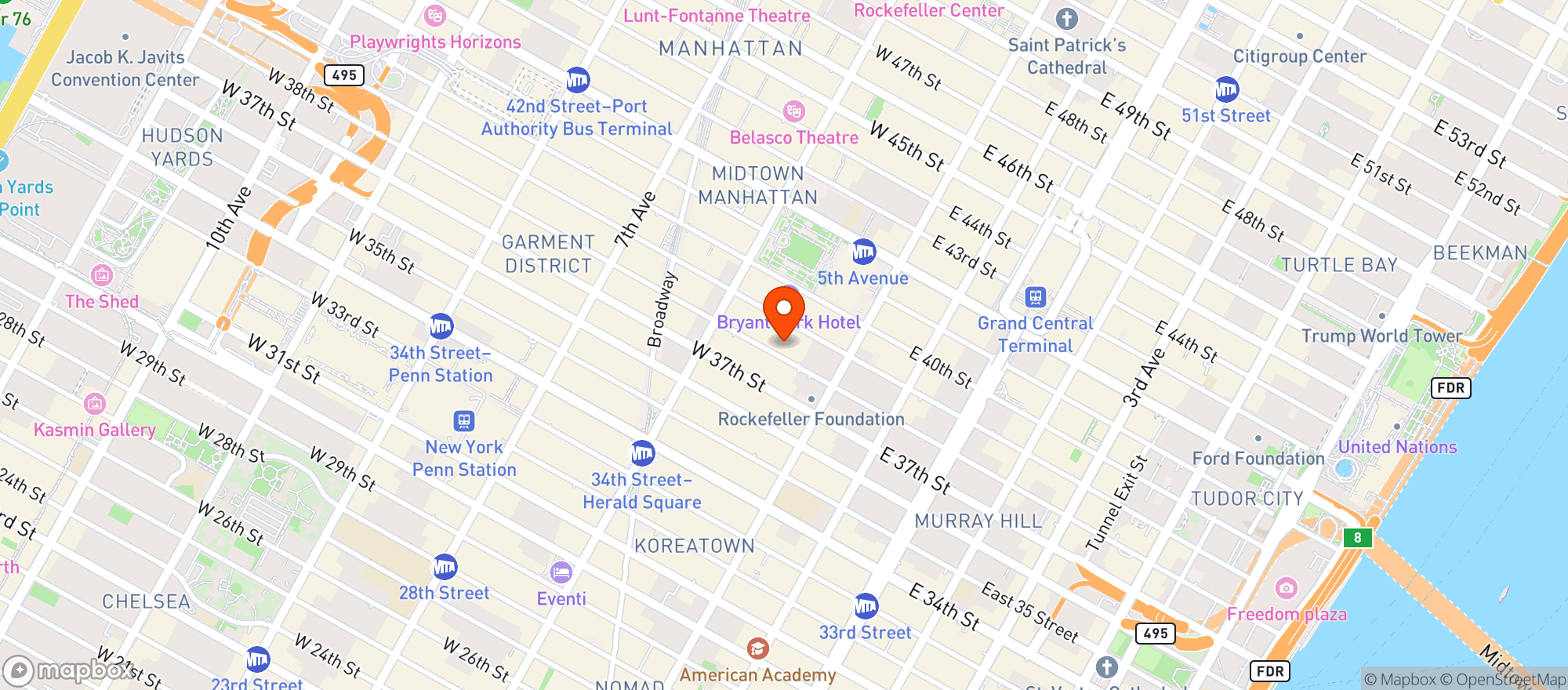 Map showing Hole In The Wall Midtown