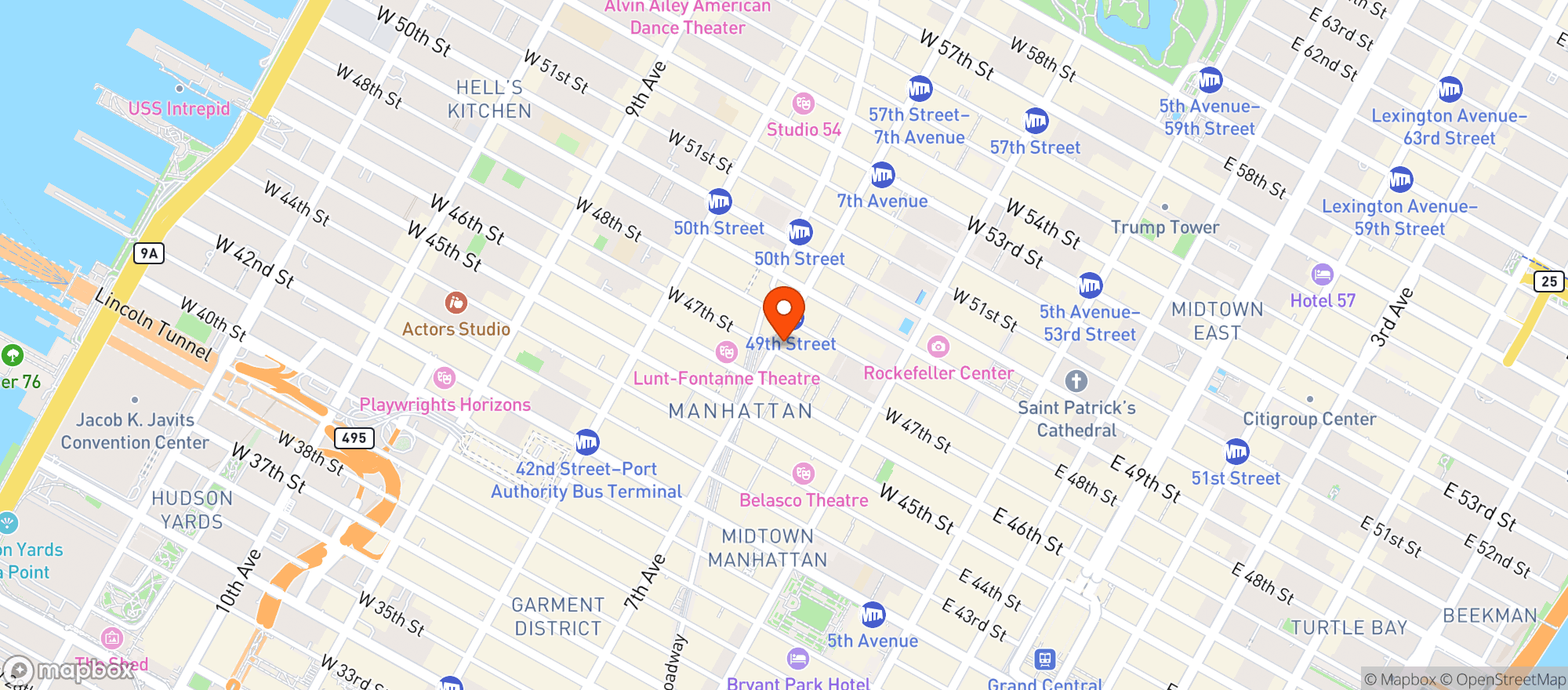 Map showing Edition Hotels