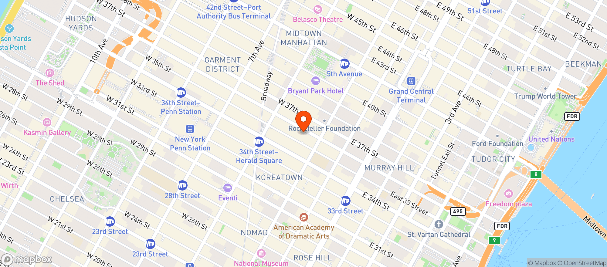 Map showing CLINTON HALL