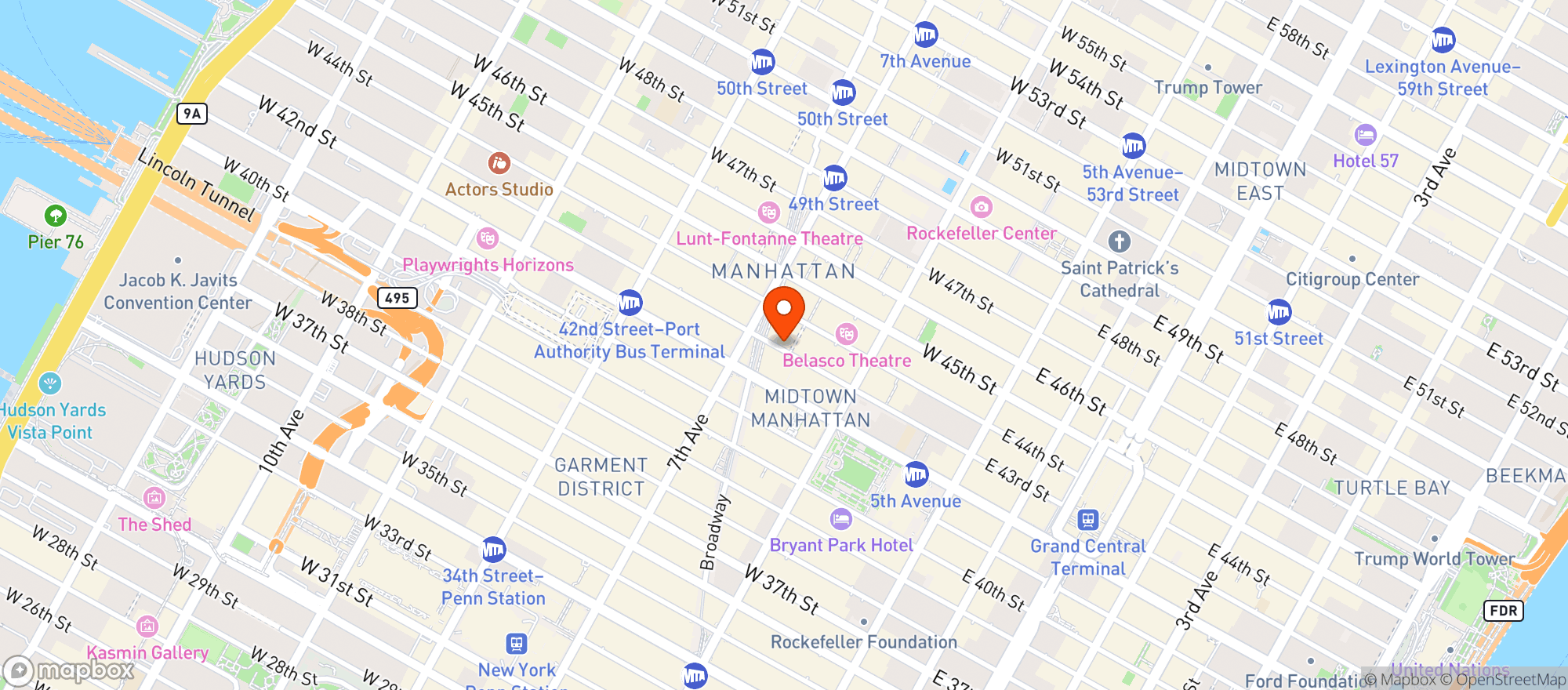 Map showing Tony's Di Napoli
