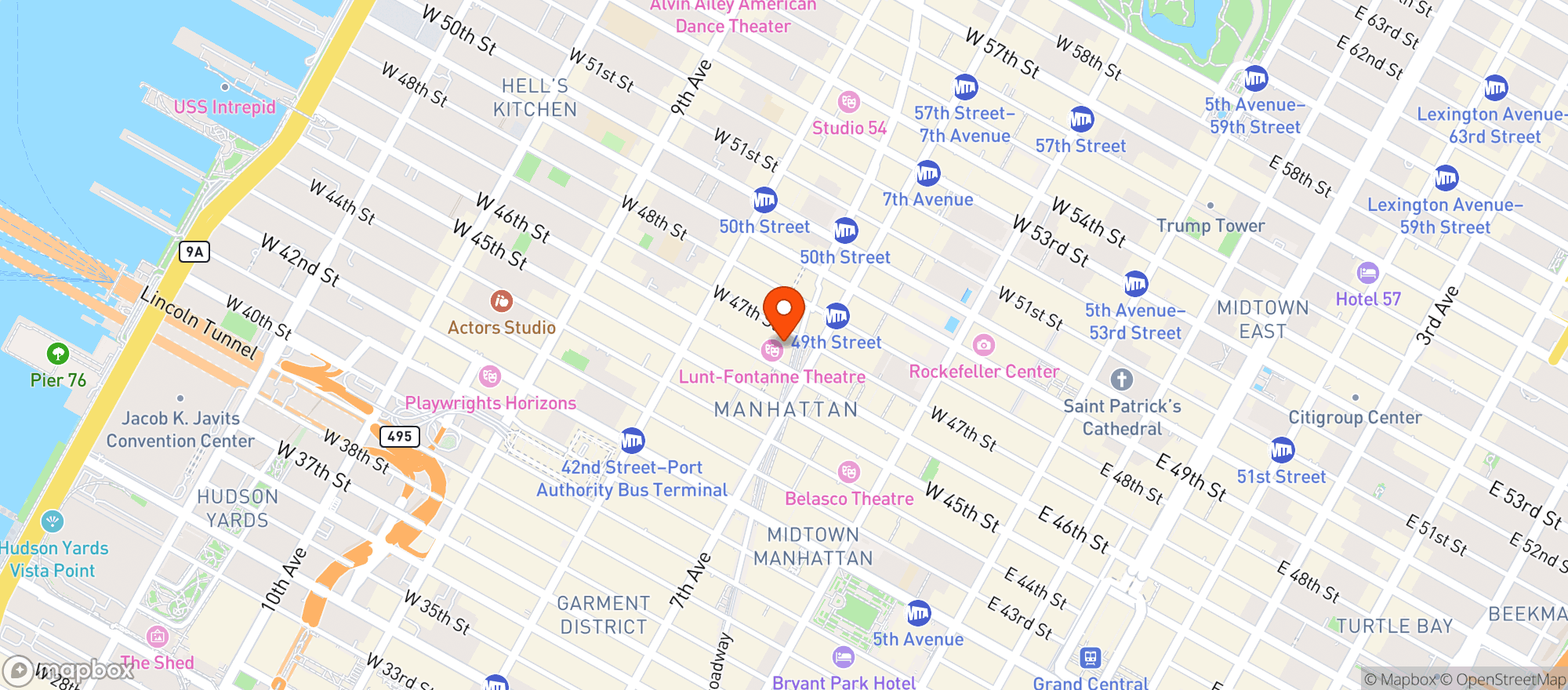 Map showing W New York - Times Square