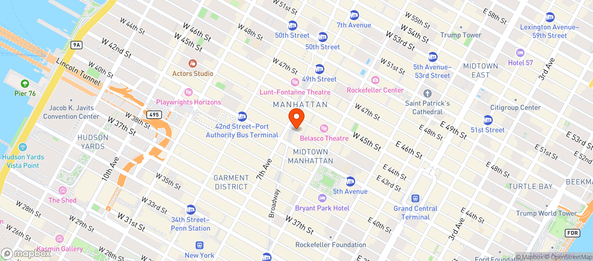 Map showing Brooklyn Diner