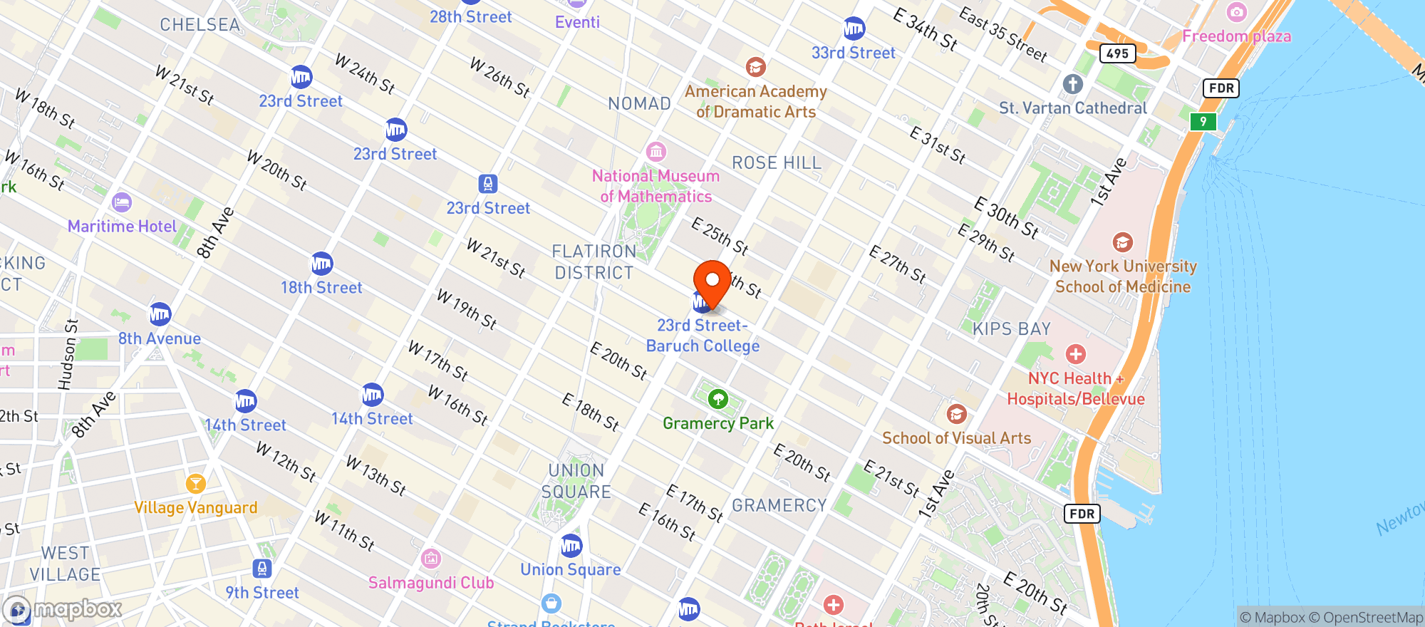 Map showing Gramercy Wine & Spirits