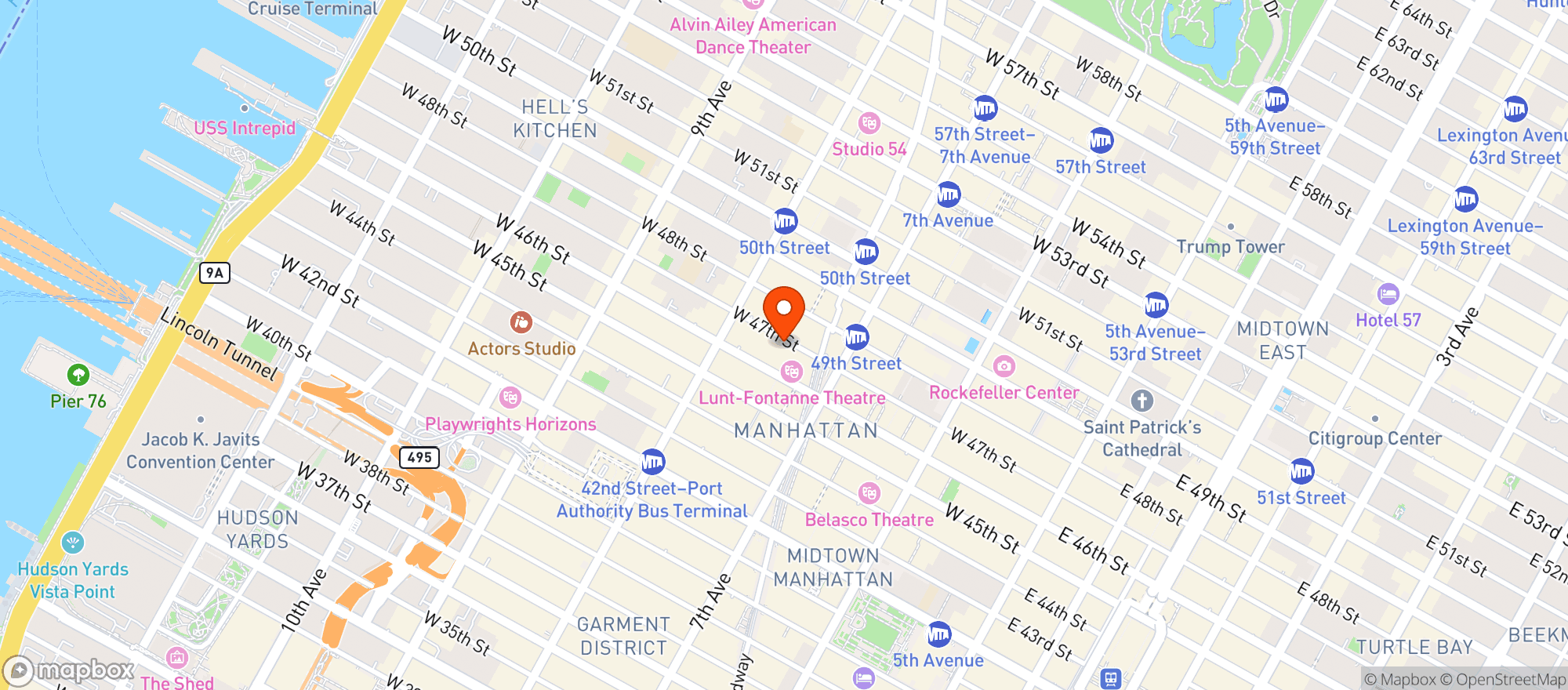Map showing Hotel Edison