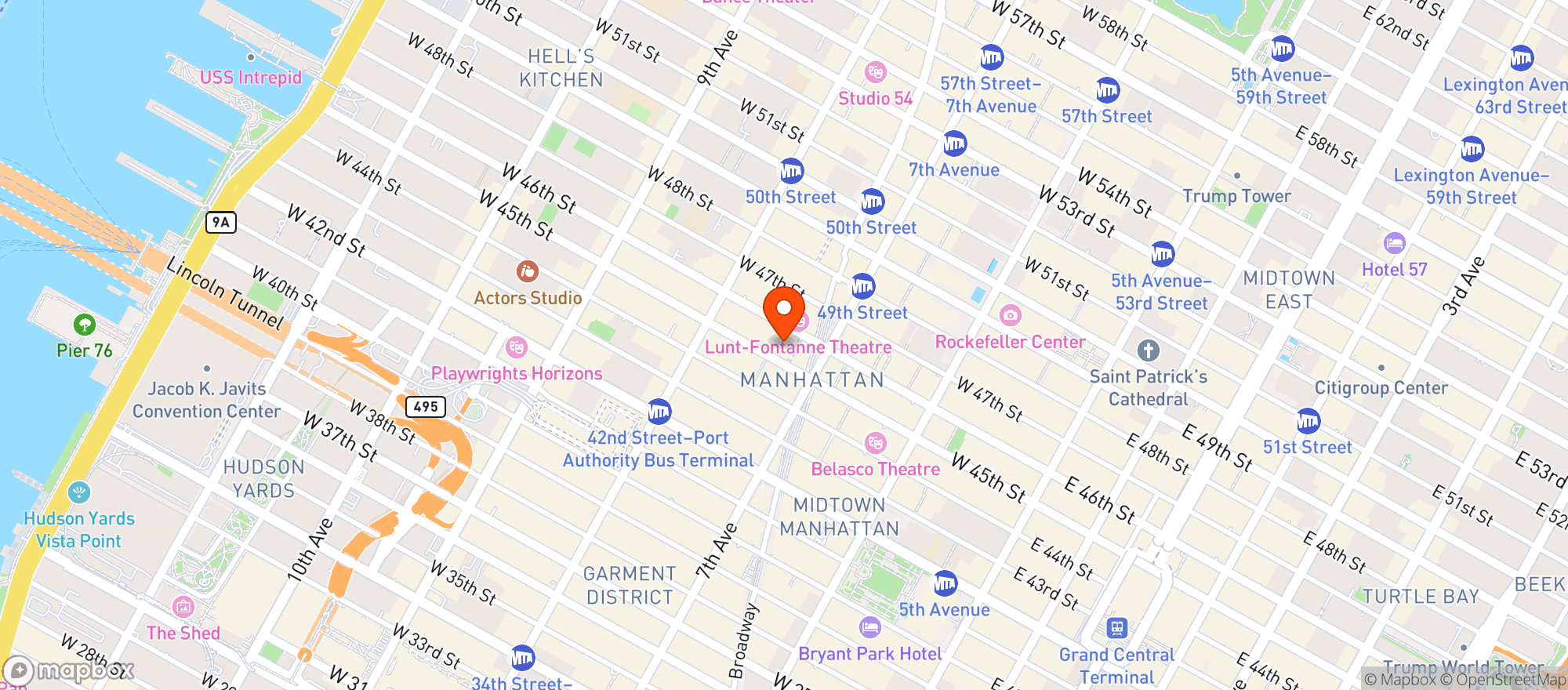 Map showing New York Marriott Marquis