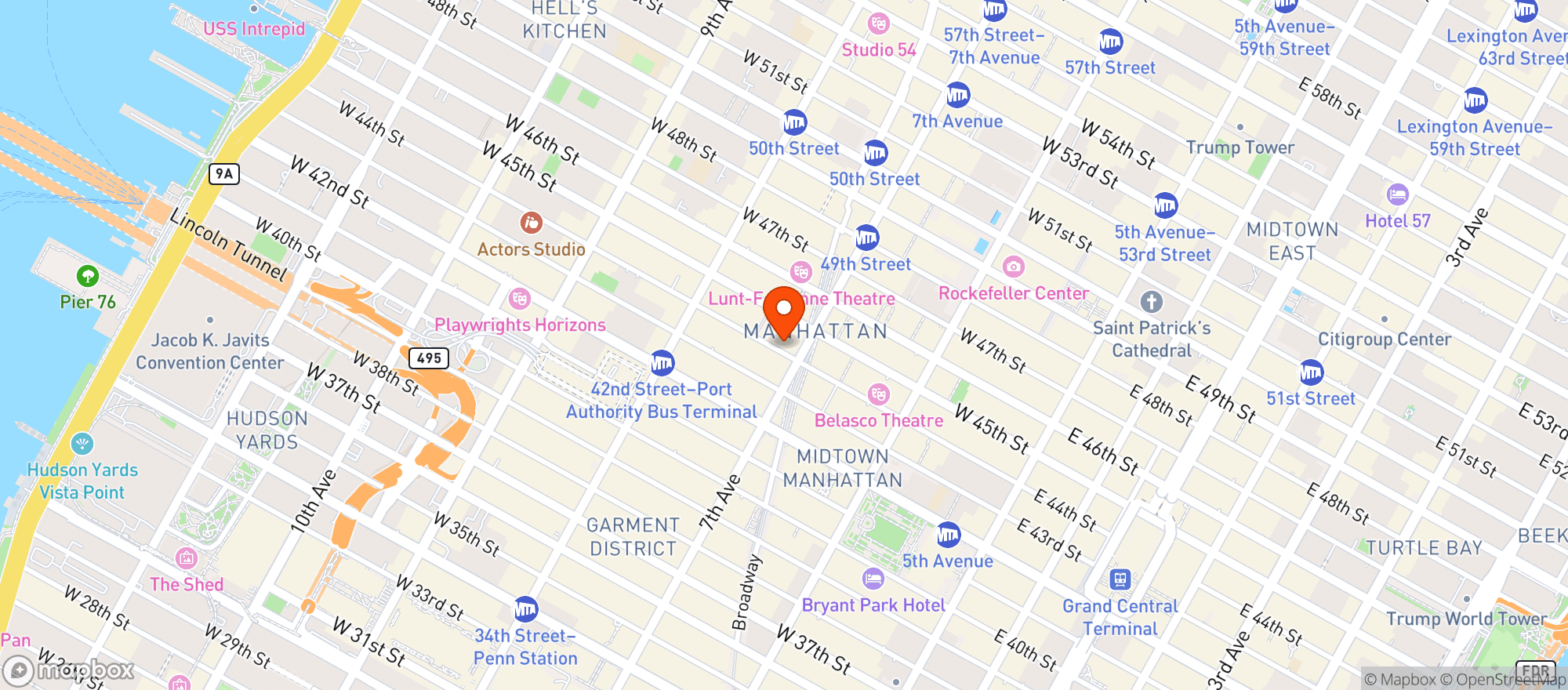 Map showing Palladium Times Square