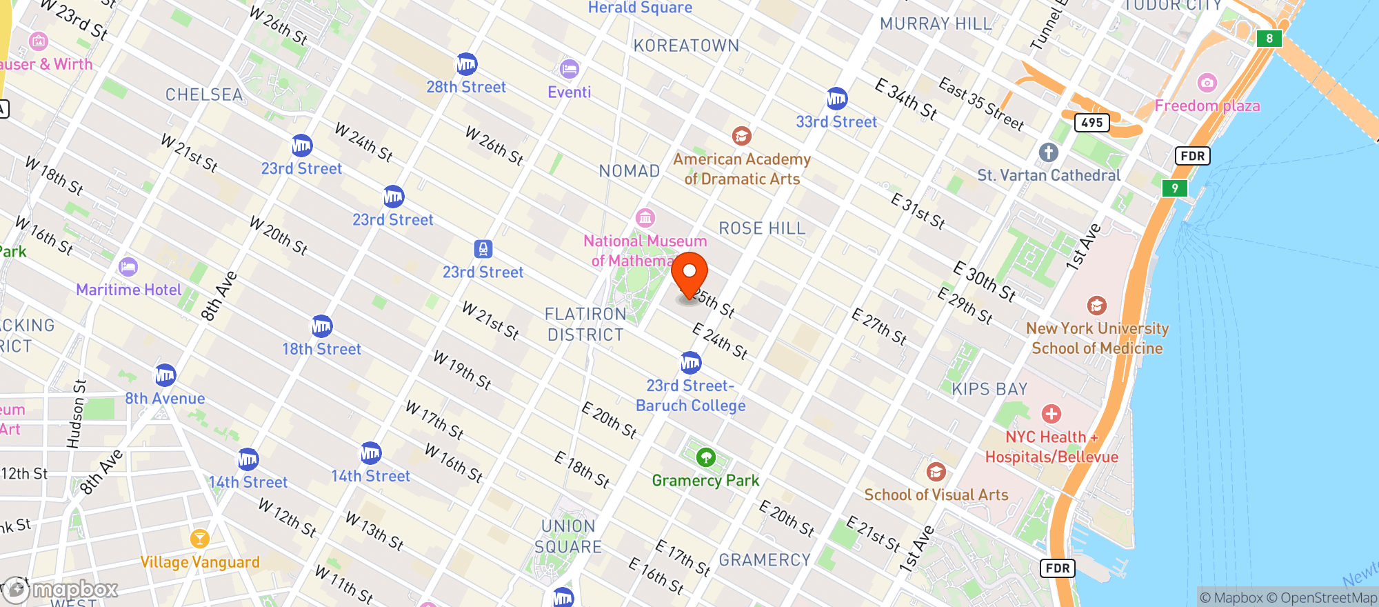 Map showing Eleven Madison Park