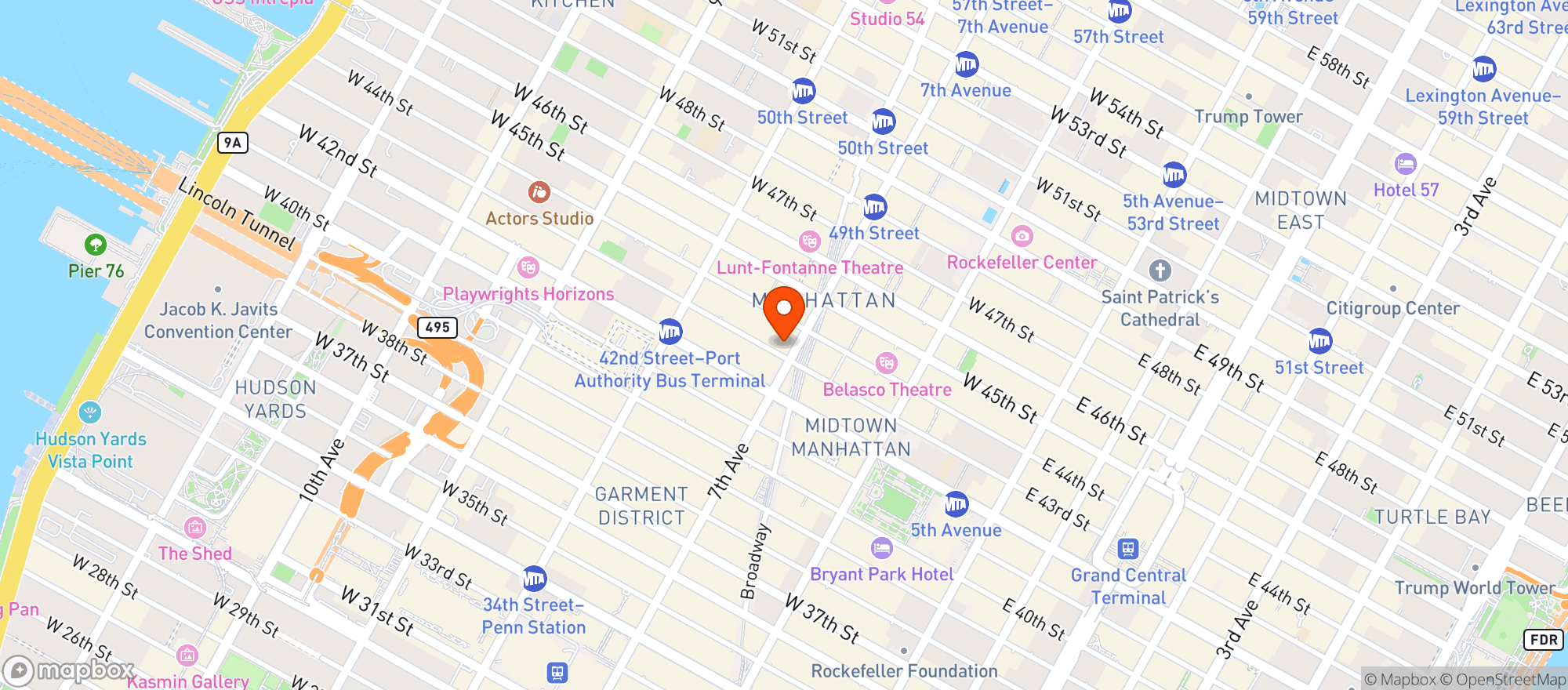 Map showing Hard Rock Cafe New York