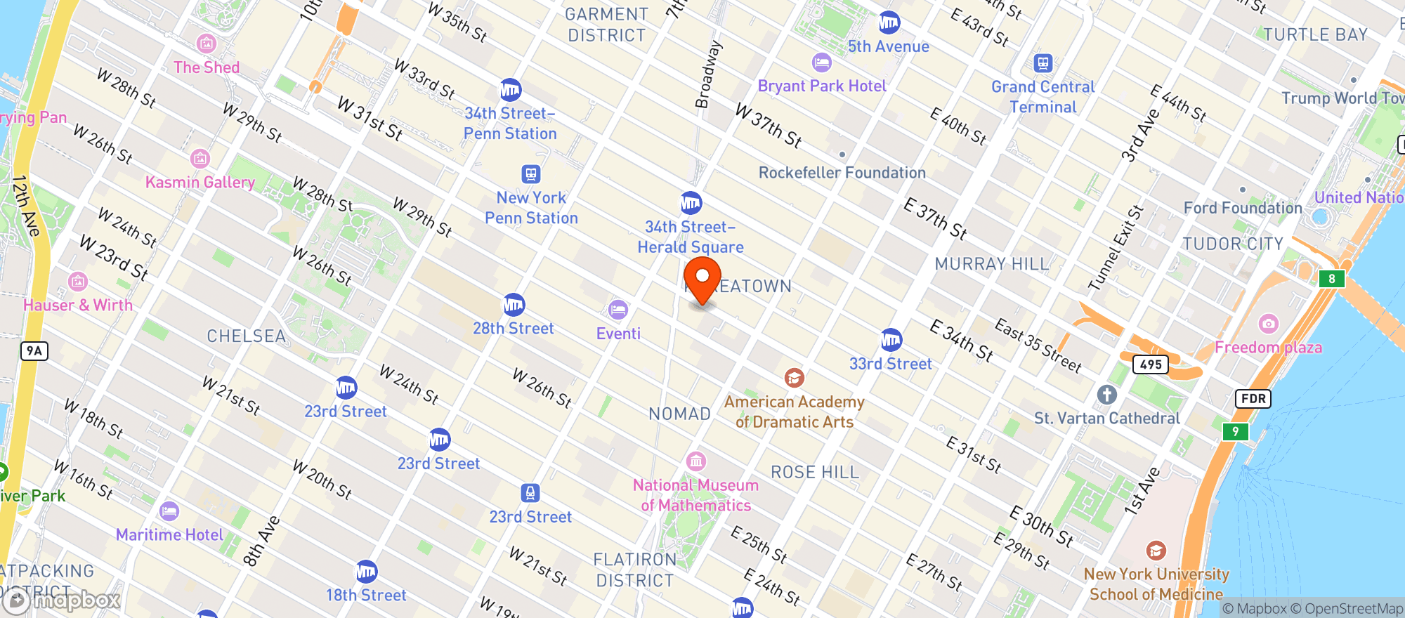 Map showing Hyatt Herald Square