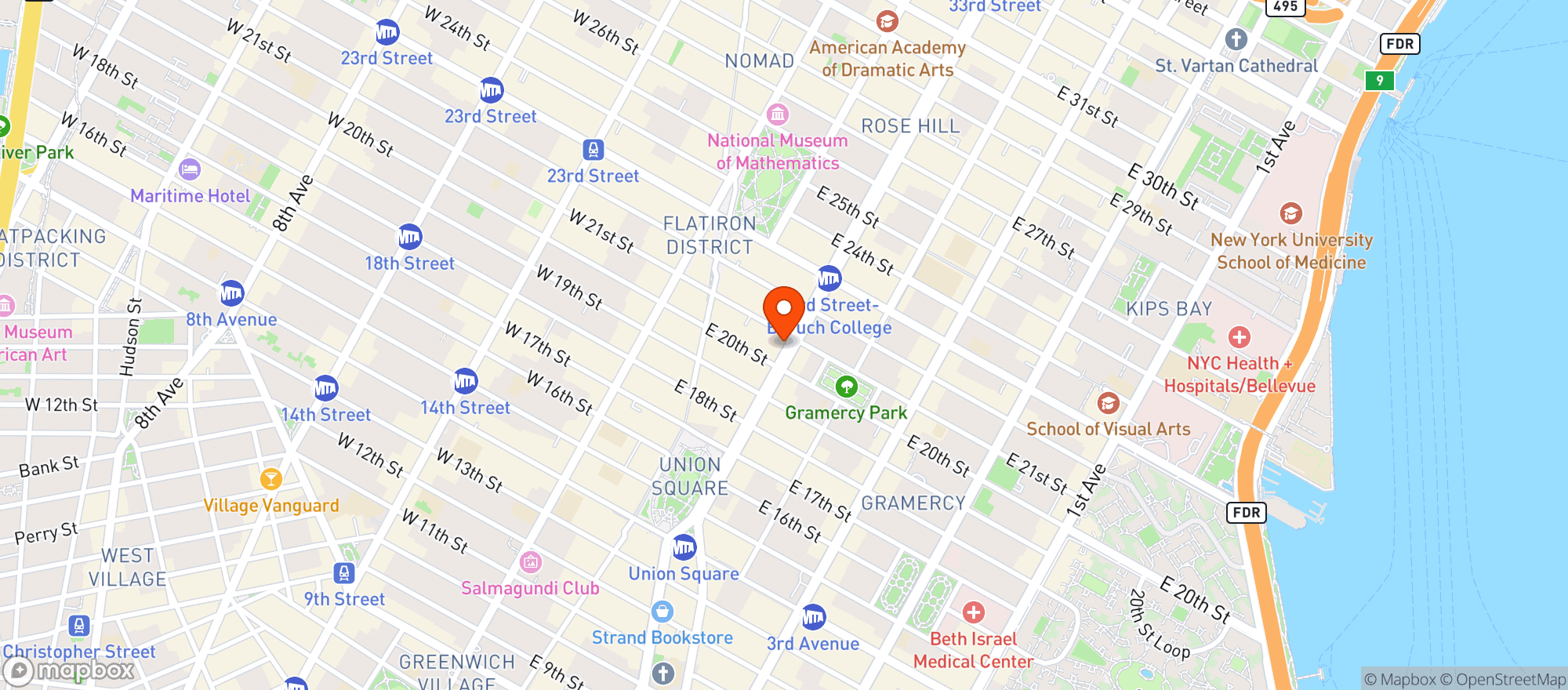 Map showing Silver & White W&L (Morton Williams wines Park ave )