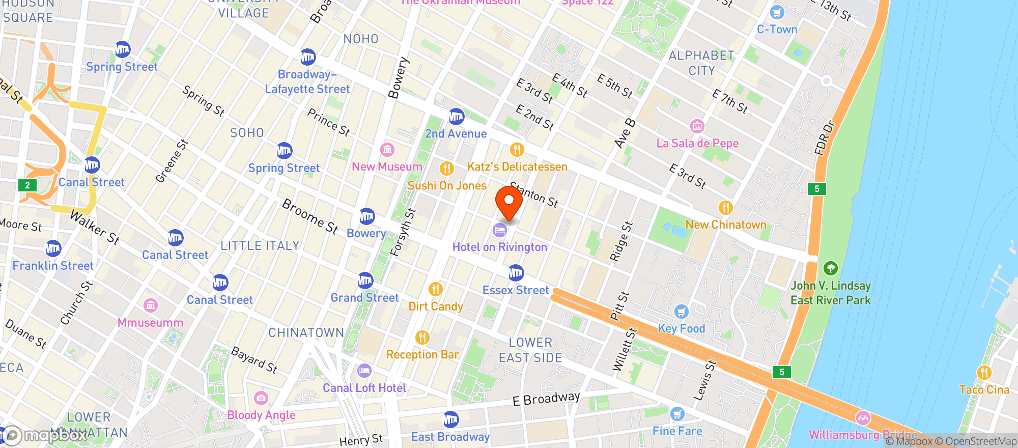 Map showing Gotham Burger Social Club
