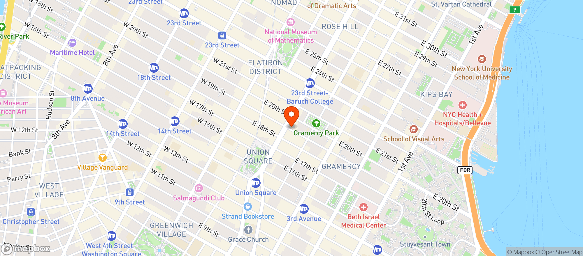 Map showing Union Square Cafe