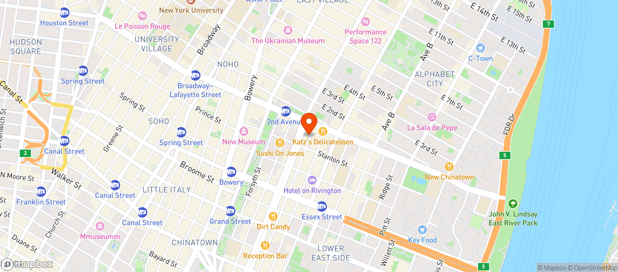 Map showing Baby Grand LES
