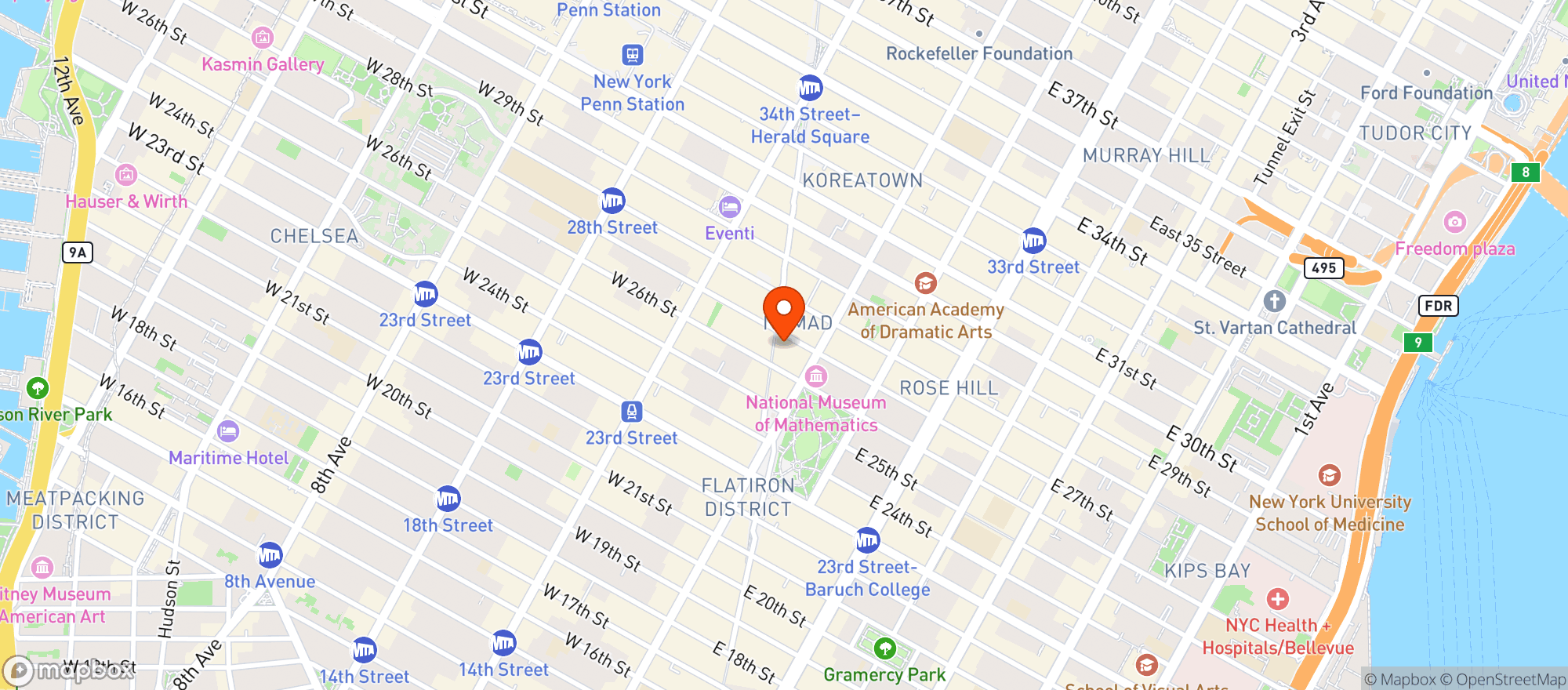 Map showing 230 Fifth Rooftop Lounge