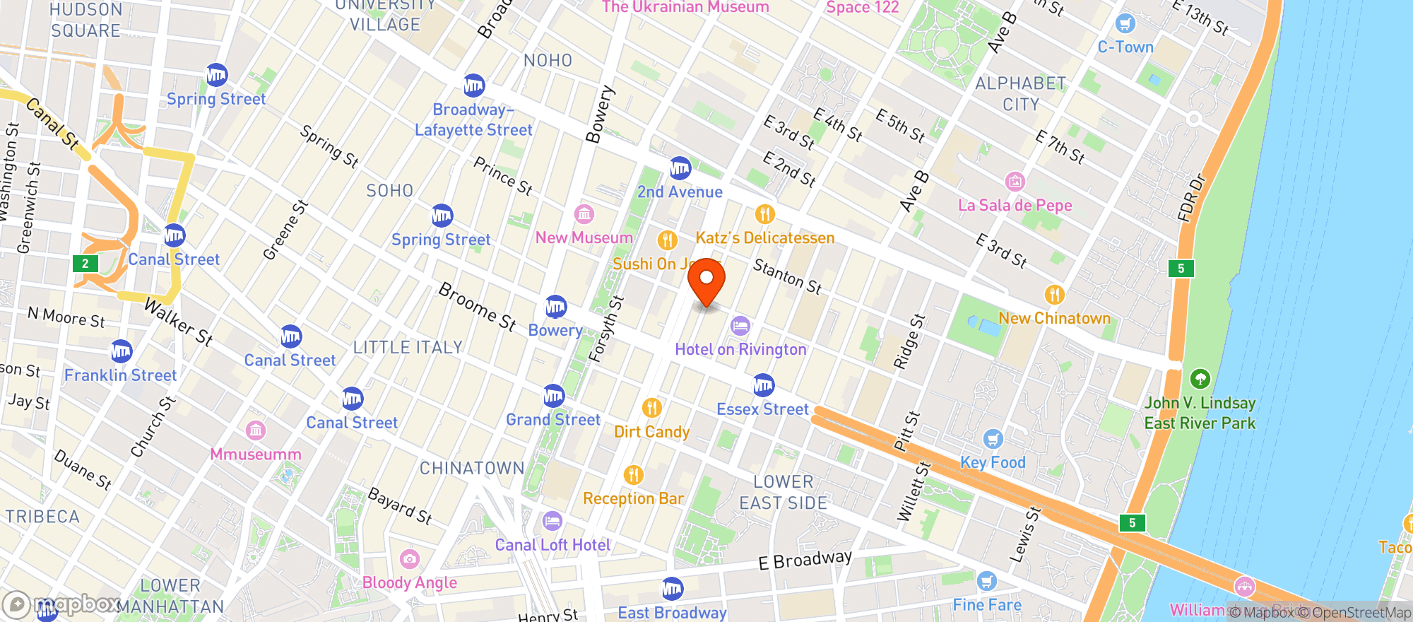 Map showing Corner Grocers