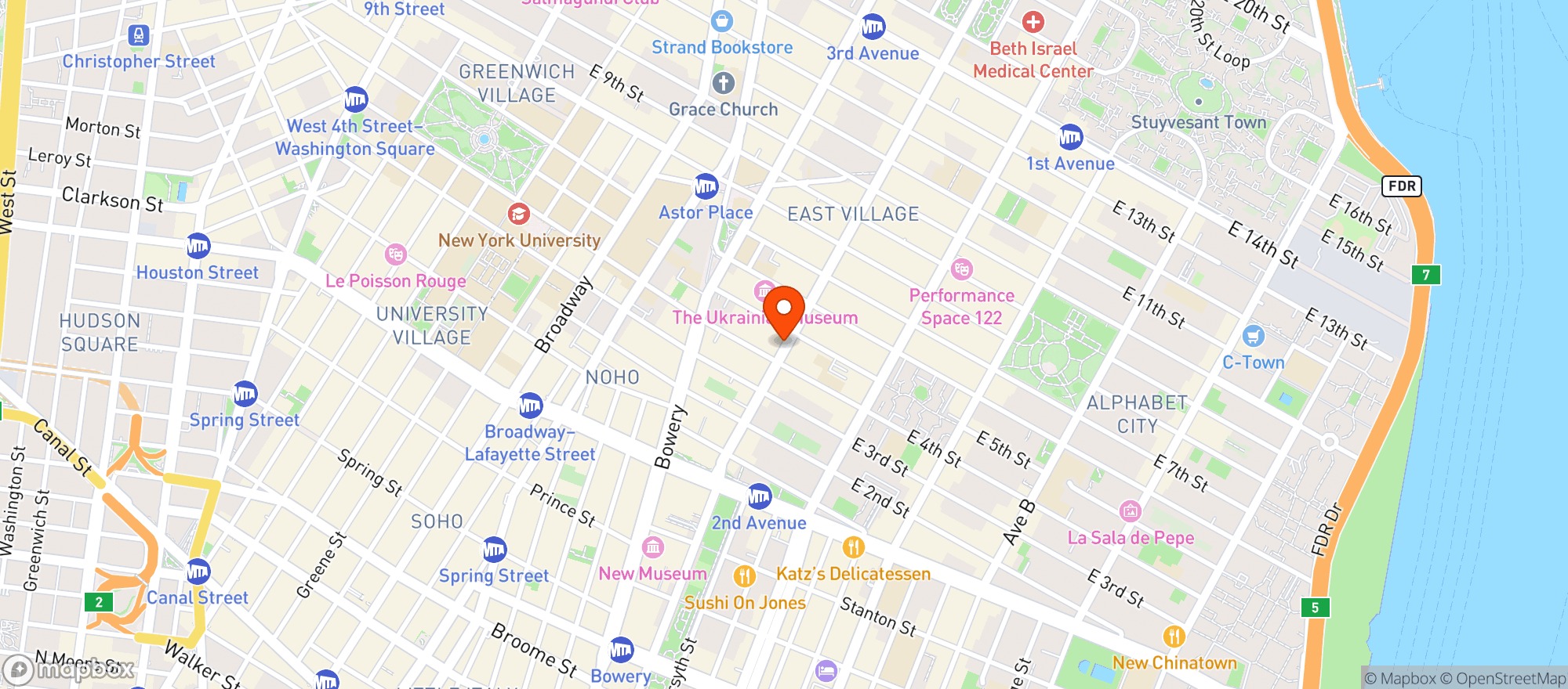 Map showing East Village Farm