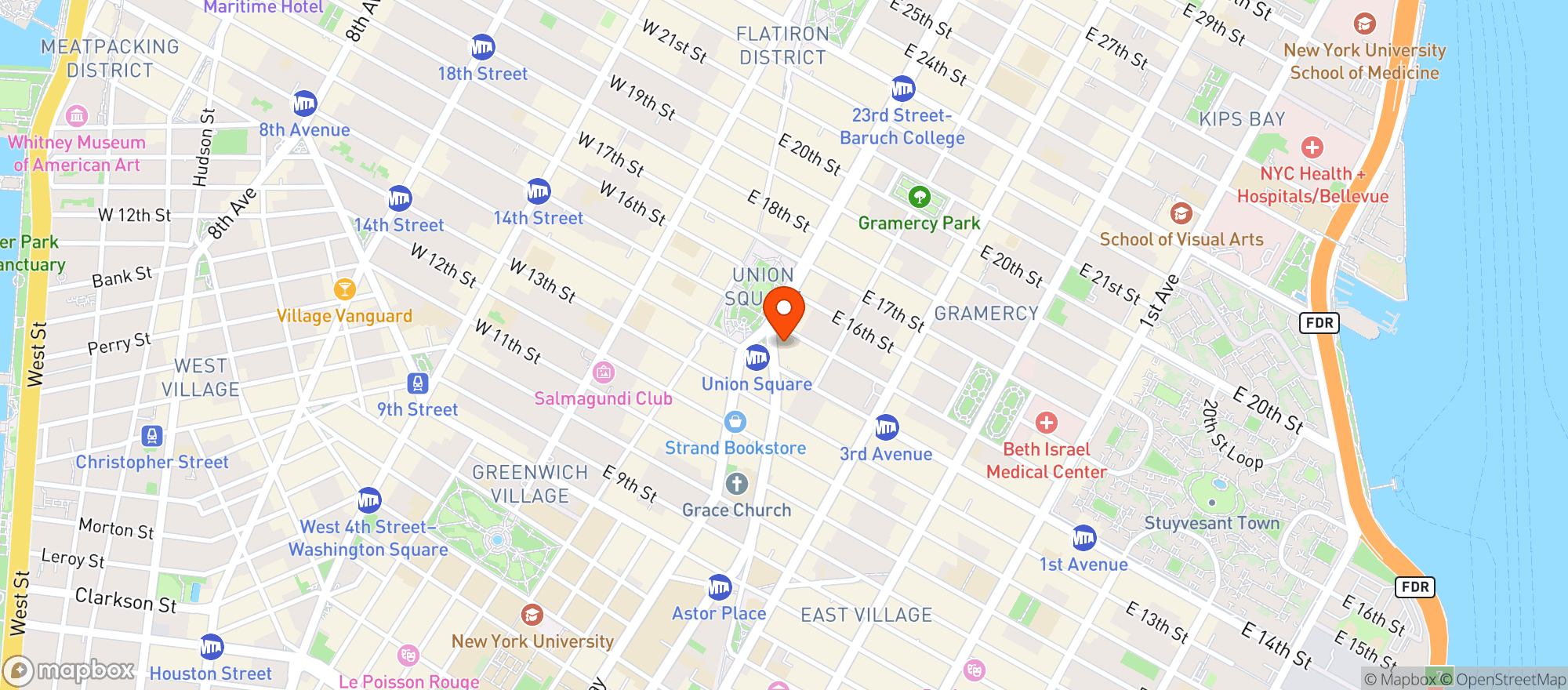 Map showing Whole Foods Union Square