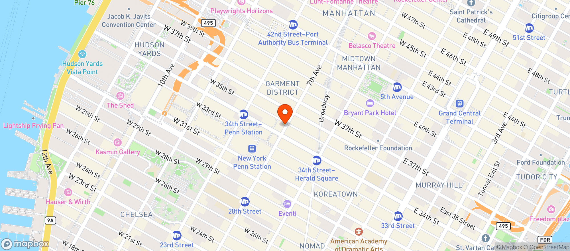Map showing Tucci New York City
