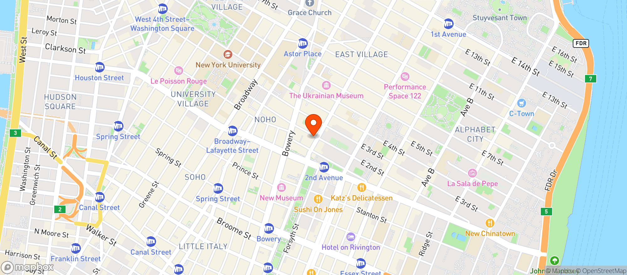Map showing Rosies