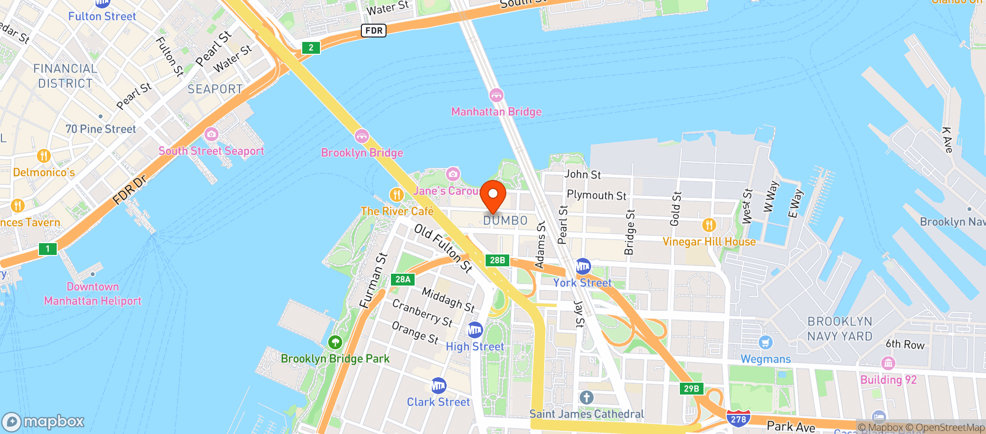 Map showing Evil Twin Brewing Dumbo