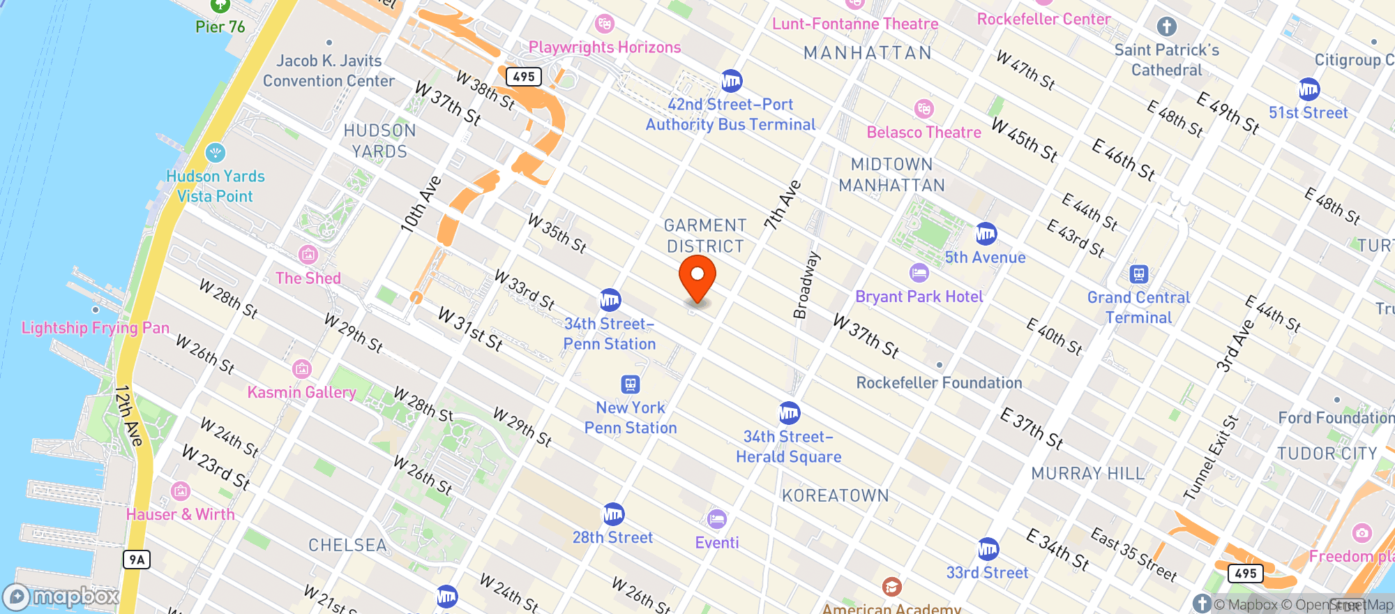 Map showing Stout Nyc