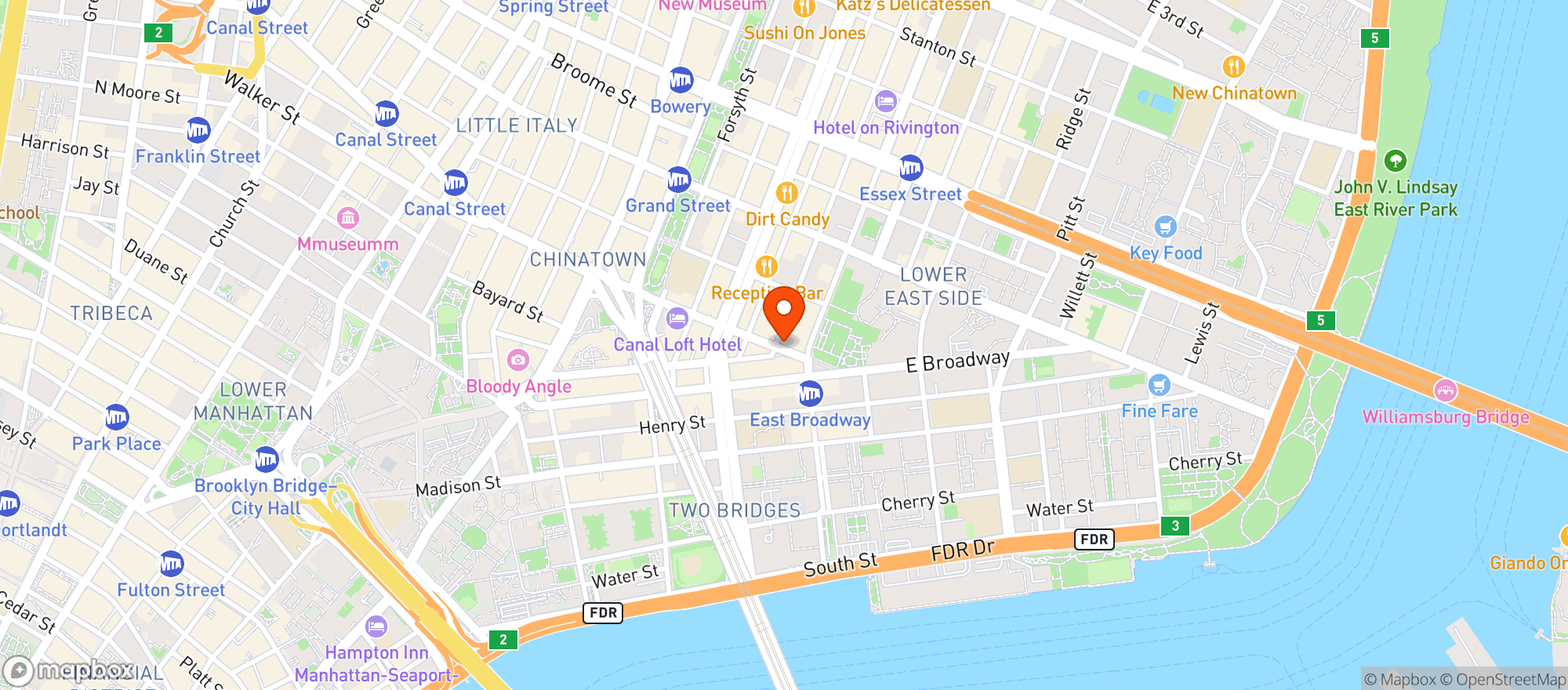 Map showing Clandestino Cafe & Bar