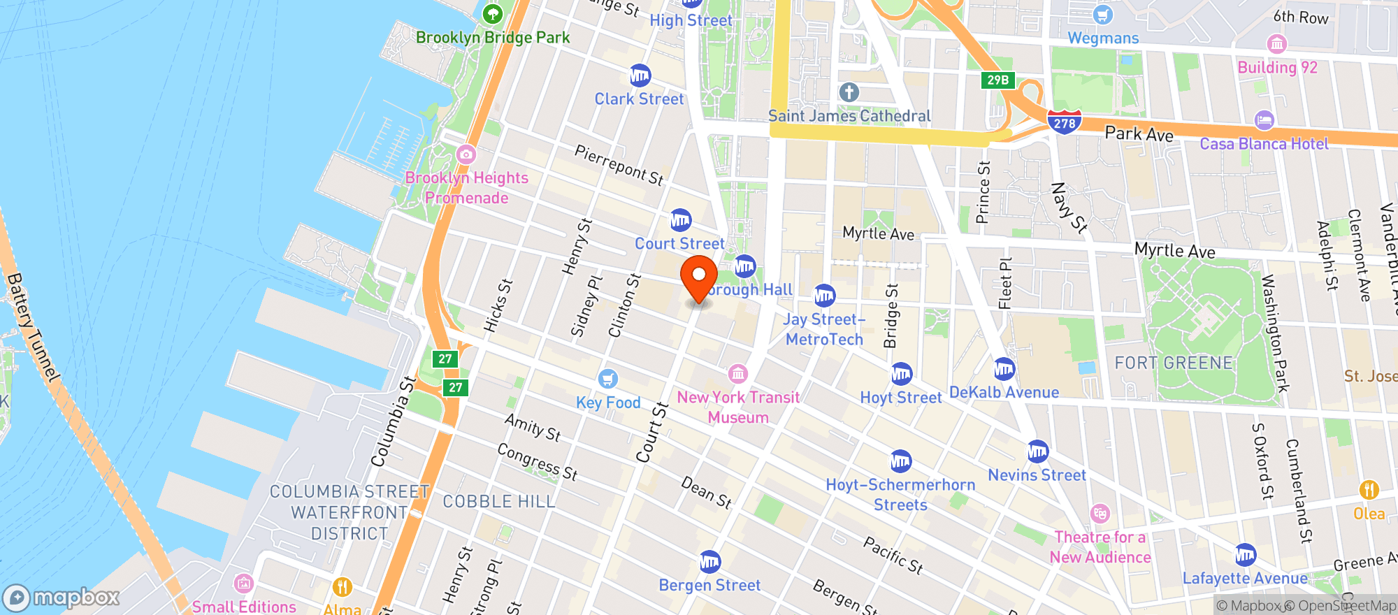 Map showing O'keefe's Bar & Grill