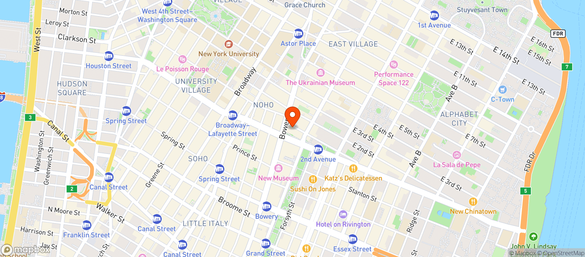 Map showing Bowery Meat Company