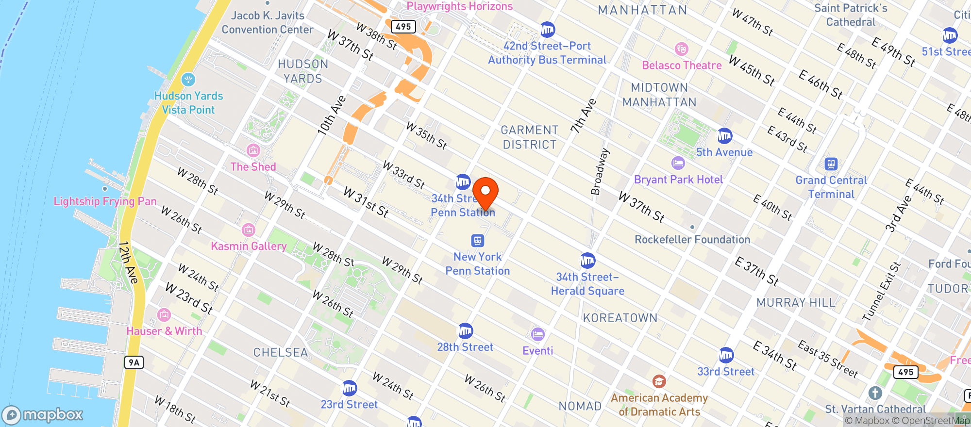 Map showing Blue Ribbon Sushi & Steak