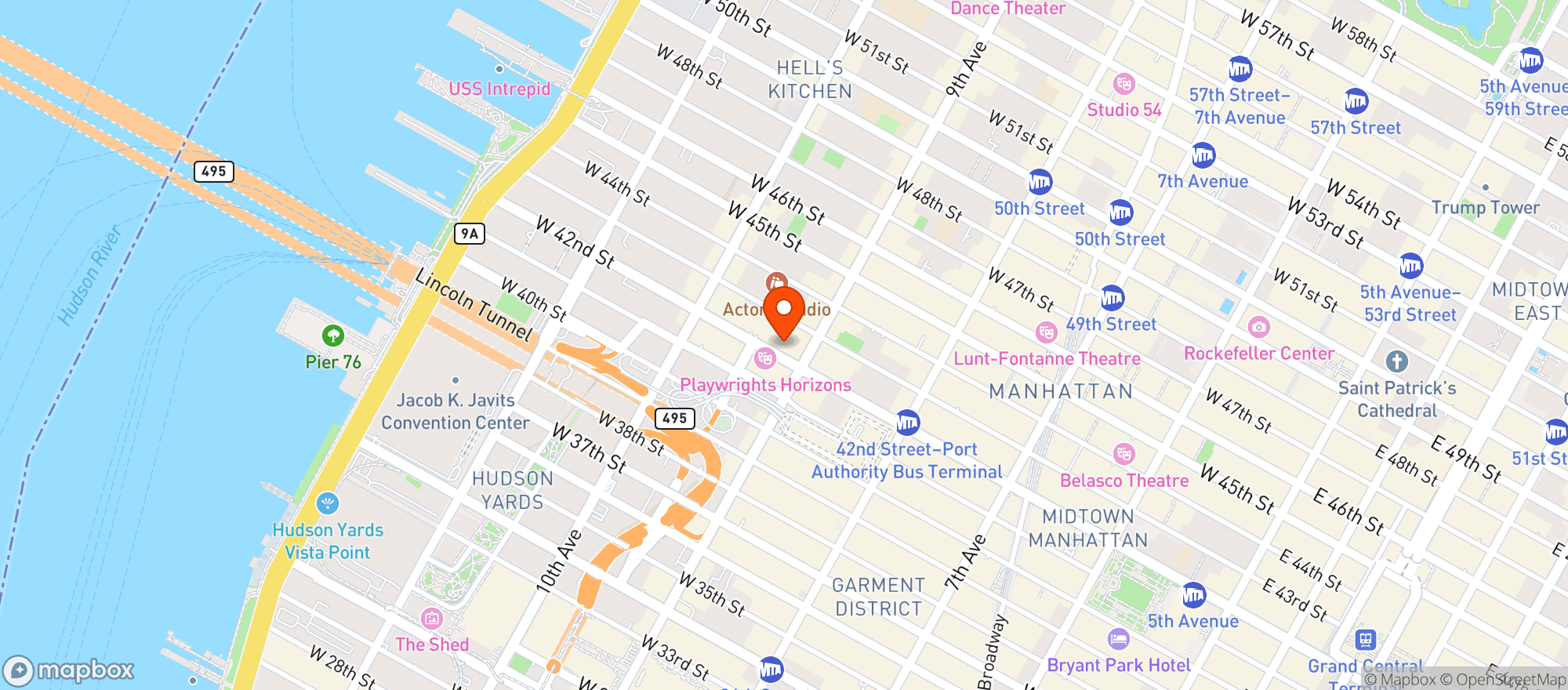 Map showing West Bank Cafe