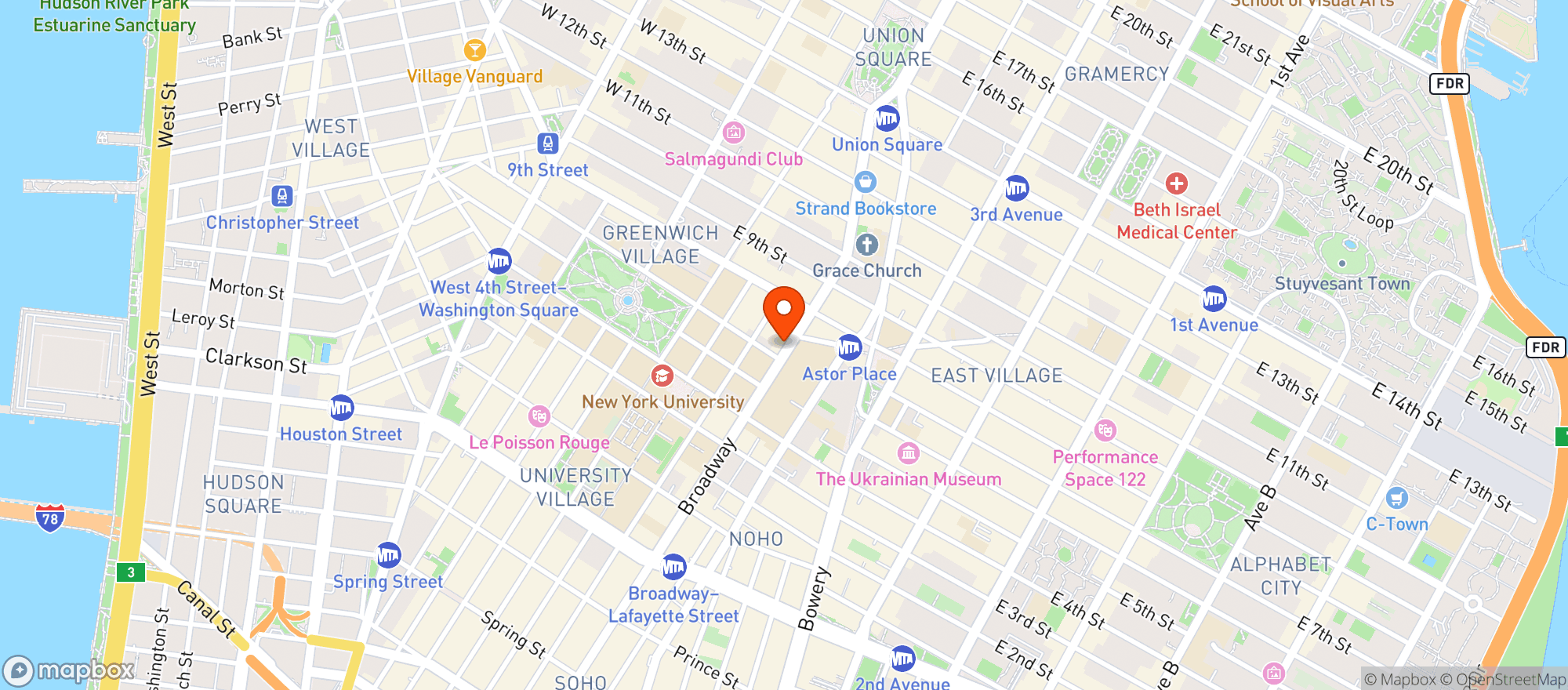 Map showing Warehouse Wine & Spirits