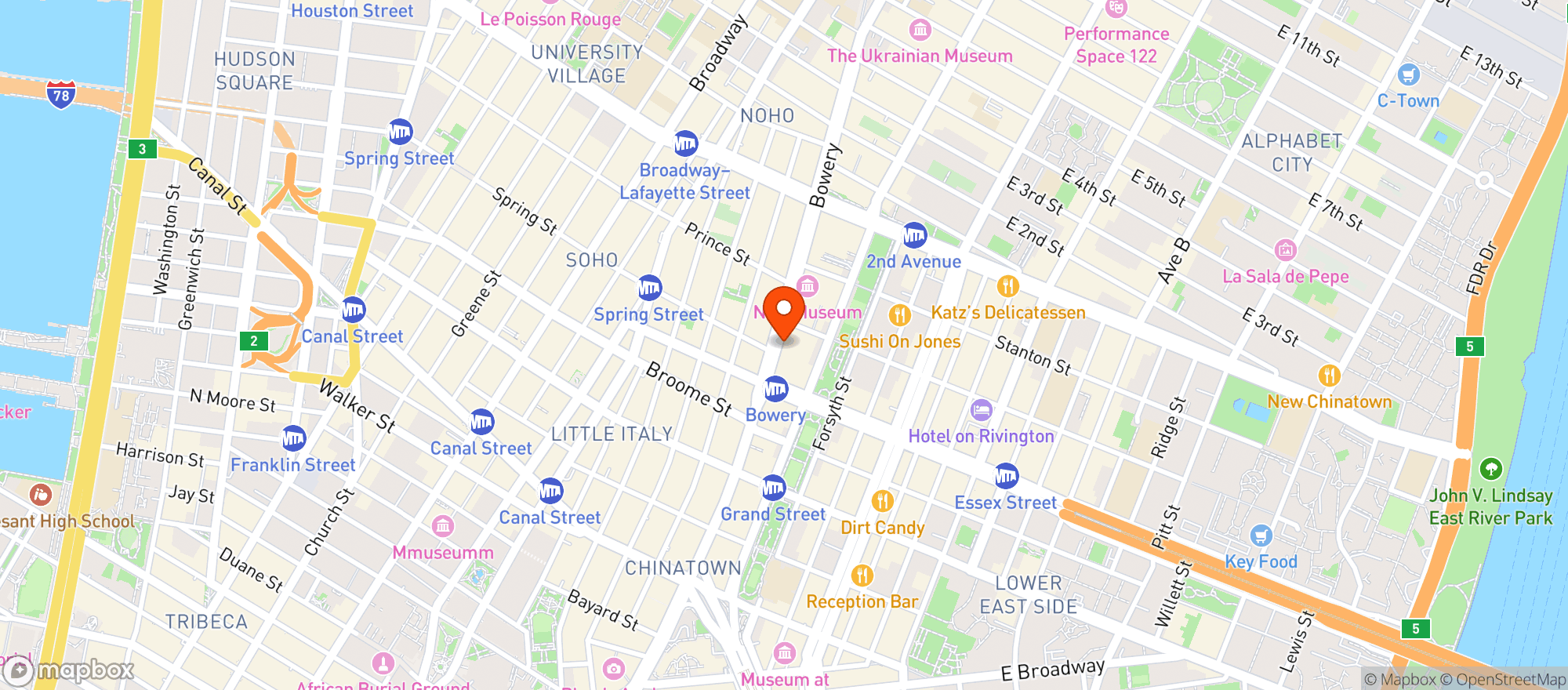 Map showing Ainslie Bowery