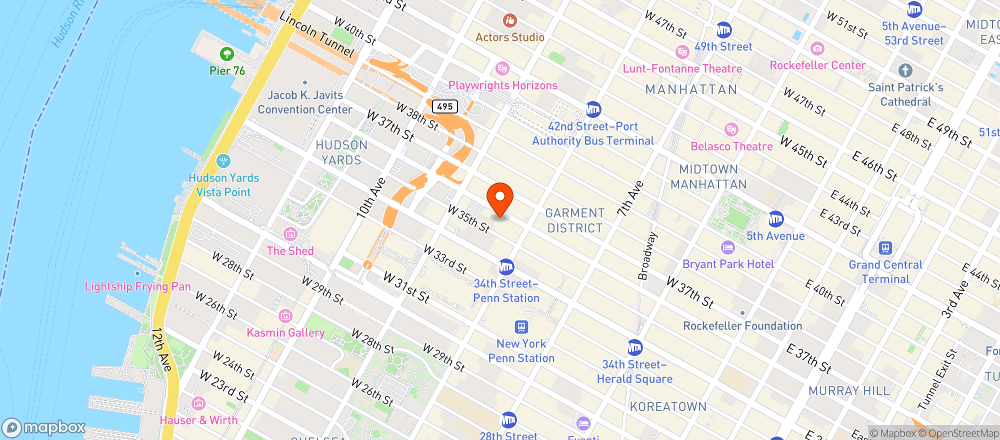 Map showing Burgerology - Midtown Manhattan