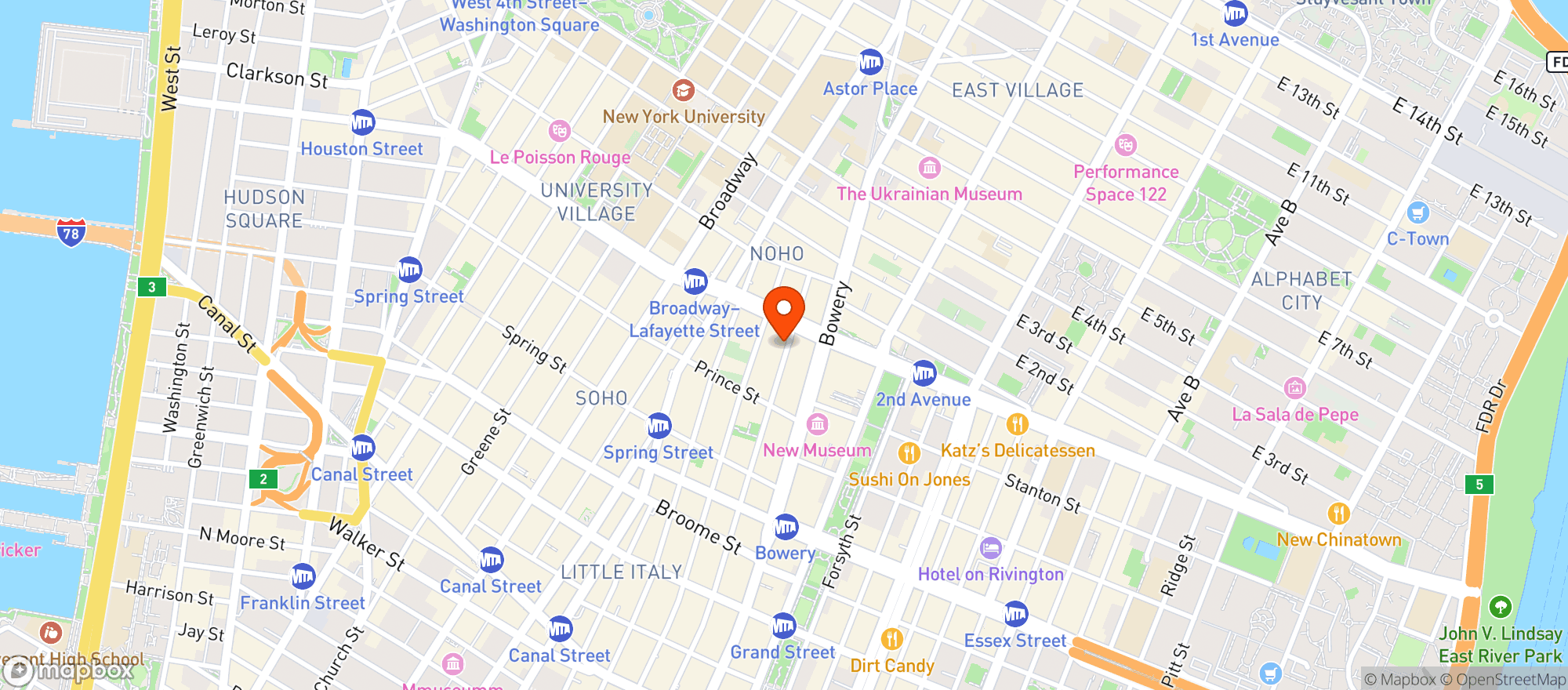 Map showing Fonda Nolita Tacombi