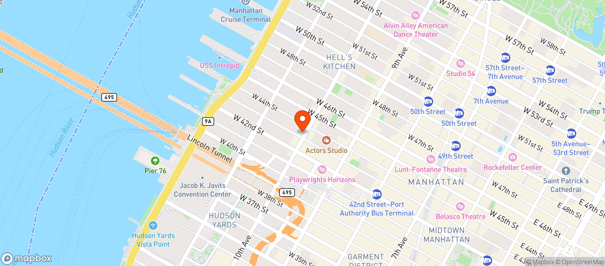 Map showing Westside Steak House