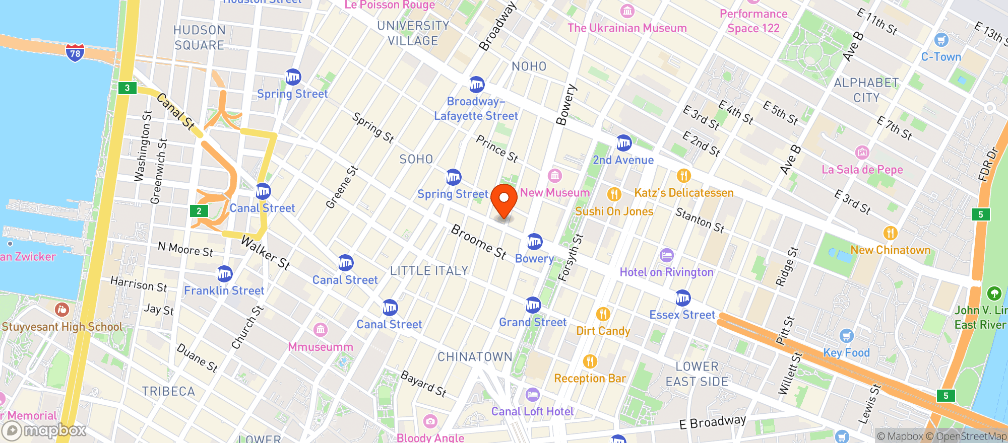 Map showing Nolita Luxe Deli