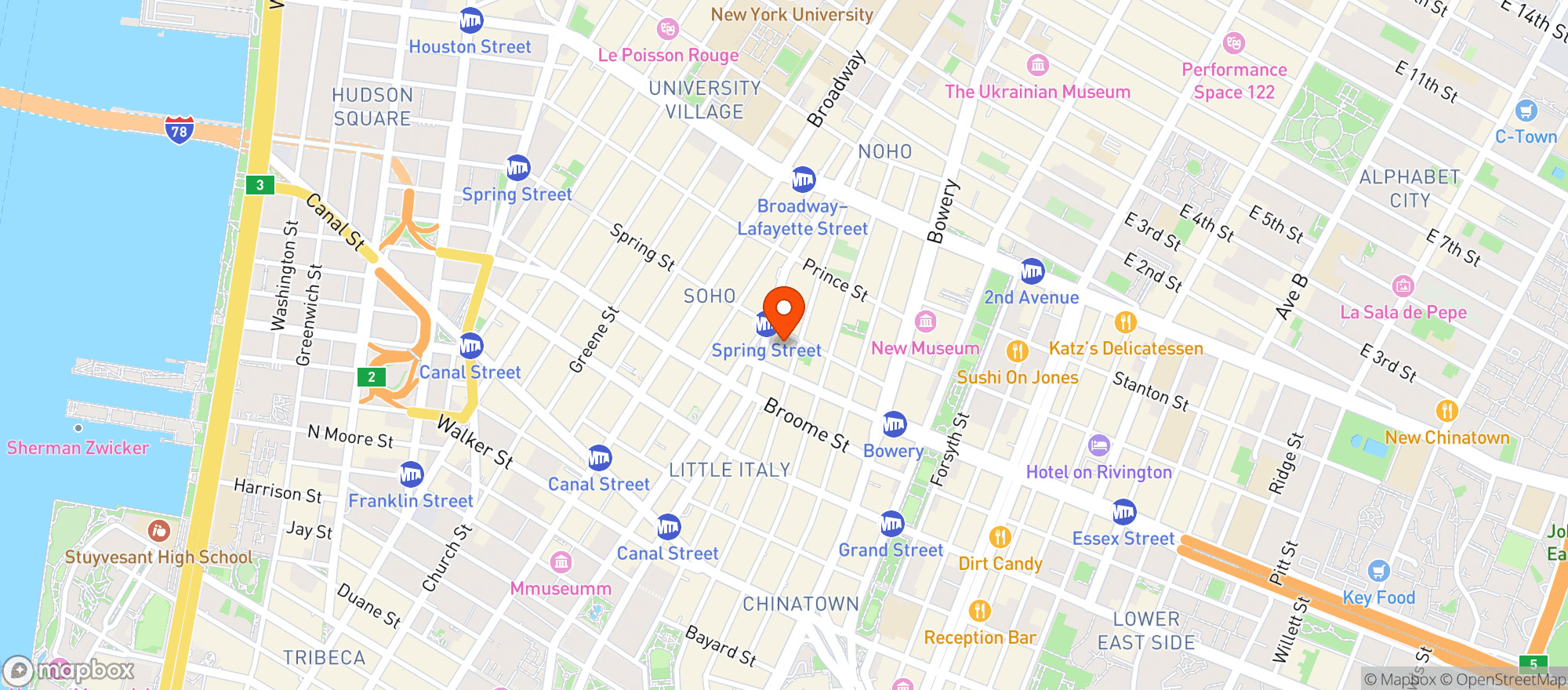 Map showing Spring Lemon Tree Bagel & Deli