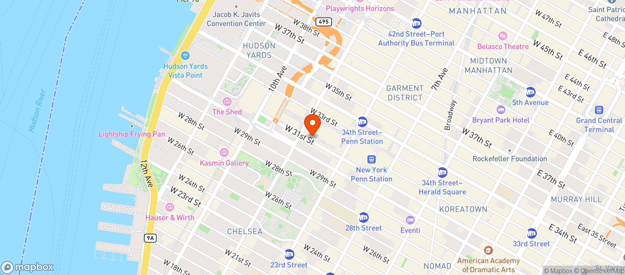 Map showing Threes Brewing Moynihan