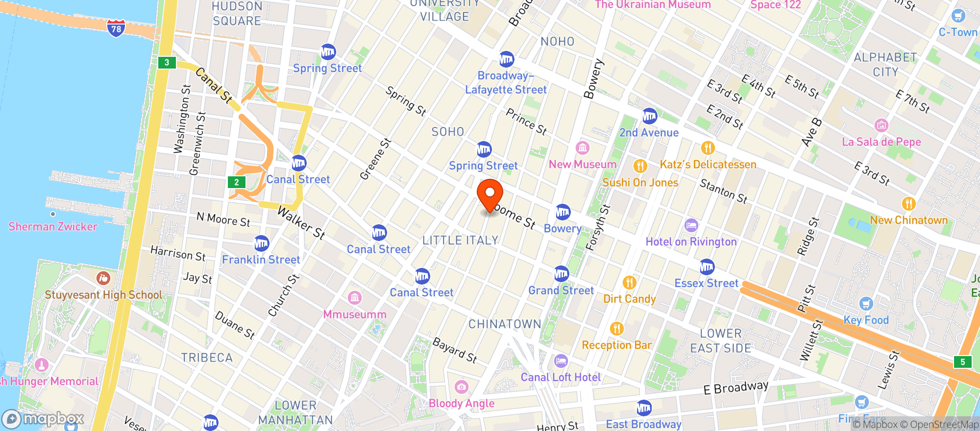 Map showing Mulberry Street Bar