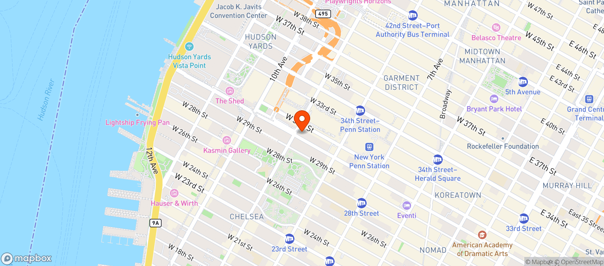 Map showing Hudson Yards Tavern